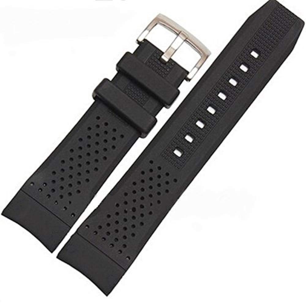 22mm Black Silicone Rubber Curved End Dive Watch Band Strap for Casio EF550 - Comfortable Waterproof Replacement Watchband for Swimming, Diving & Outdoor Activities
