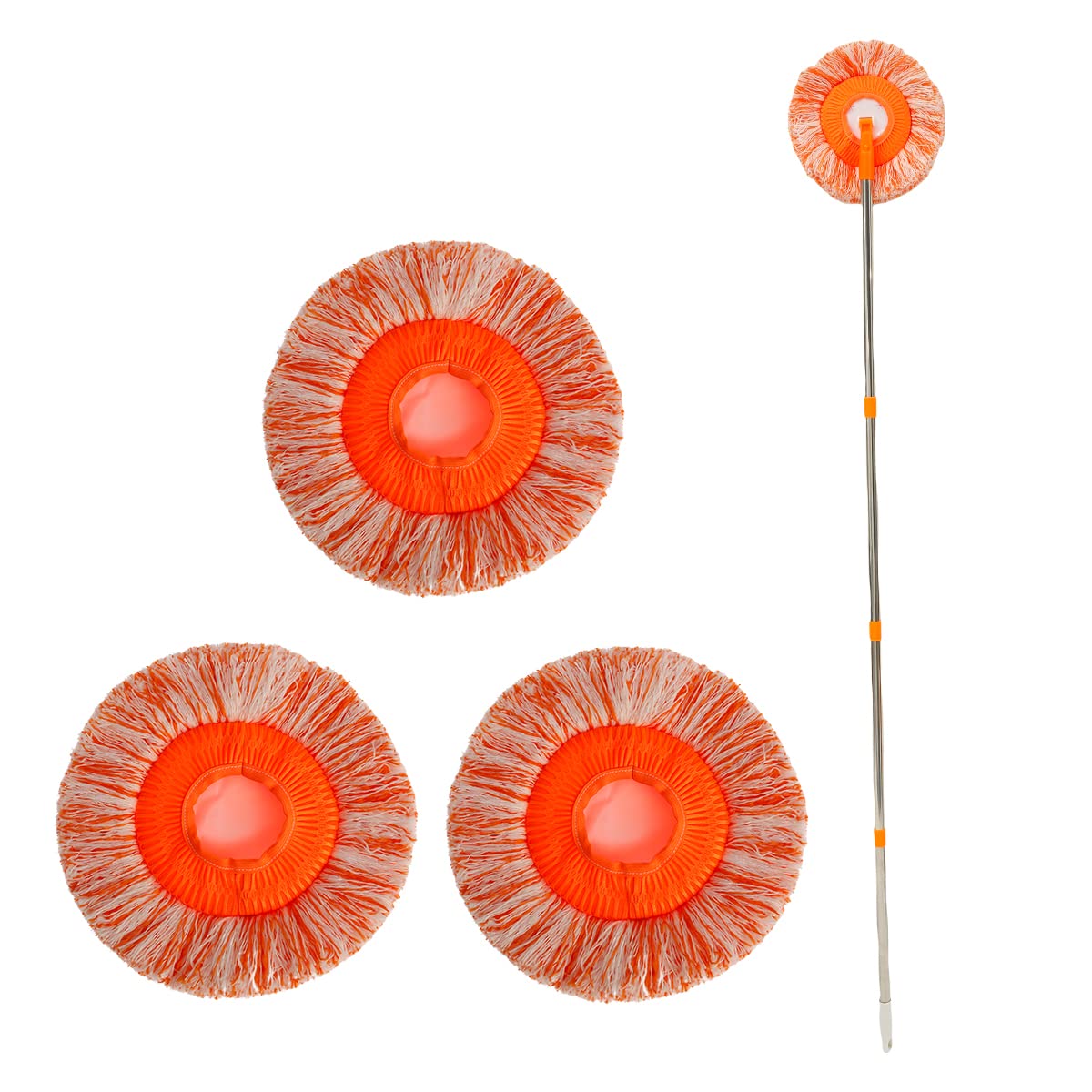 360° Rotatable Adjustable Spin Mop with 4 Washable Mop Heads | 75 Inch Extendable Wall and Floor Mop | Multi-Surface Cleaning for Hardwood, Tile, Bathroom & Kitchen | Household Cleaning Supplies for Home & Office Use