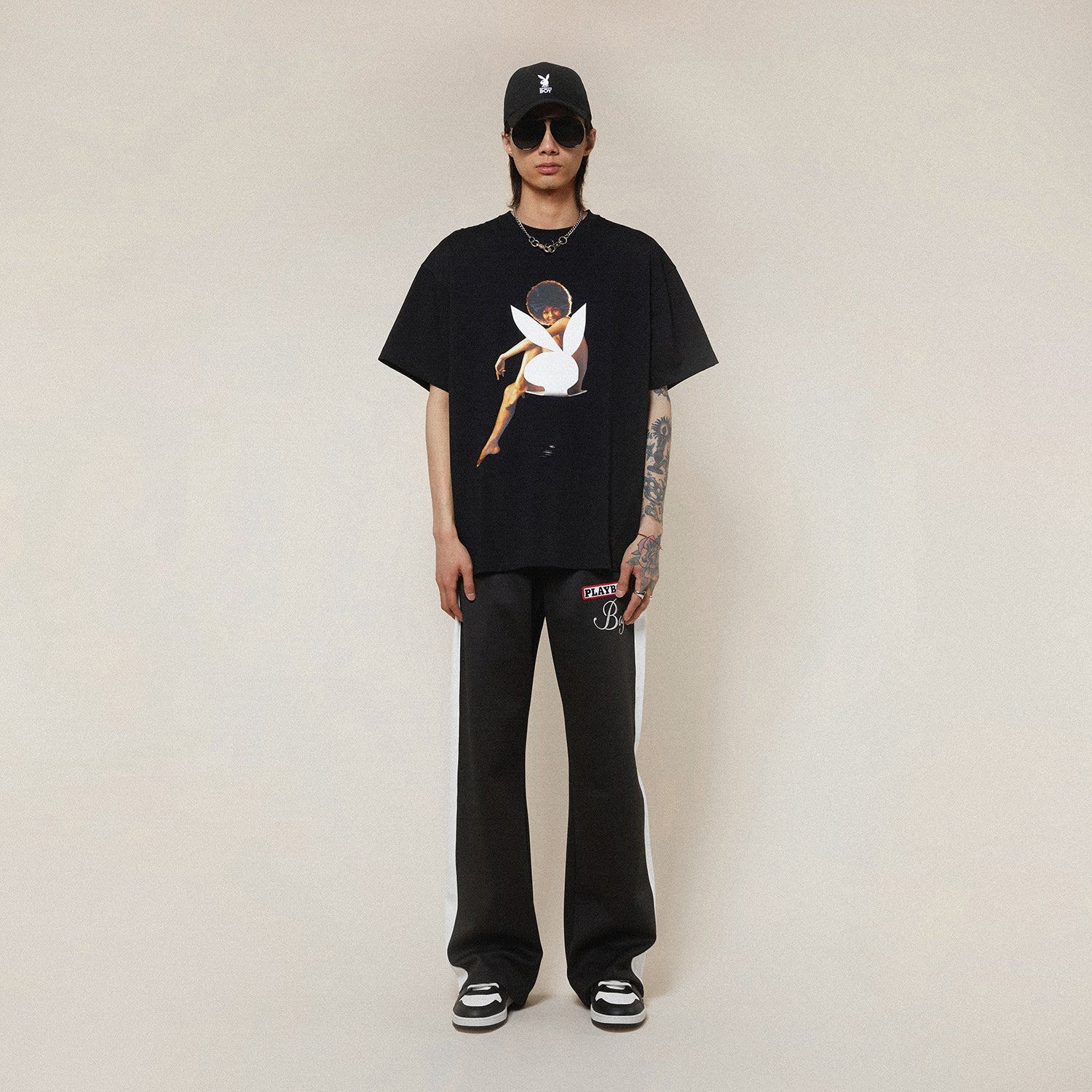 Playboy X Boy Hot Seat Graphic T-Shirt - Stylish Casual Tee for Men, Perfect for Streetwear, Parties, and Everyday Wear