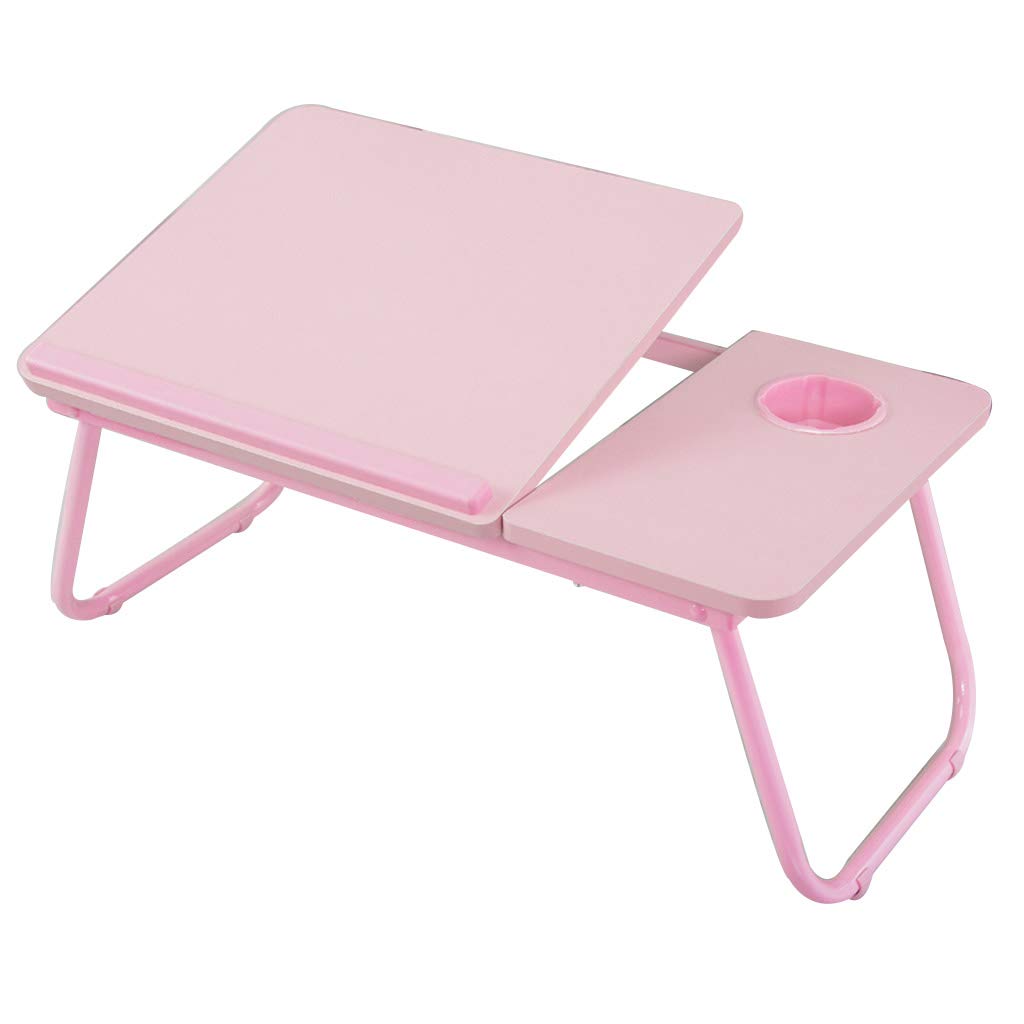NJYT Foldable Laptop Bed Table - Adjustable Angle Portable Notebook Stand with Non-Slip Surface, Perfect for Working, Reading, Eating Breakfast in Bed or on Sofa (Pink)