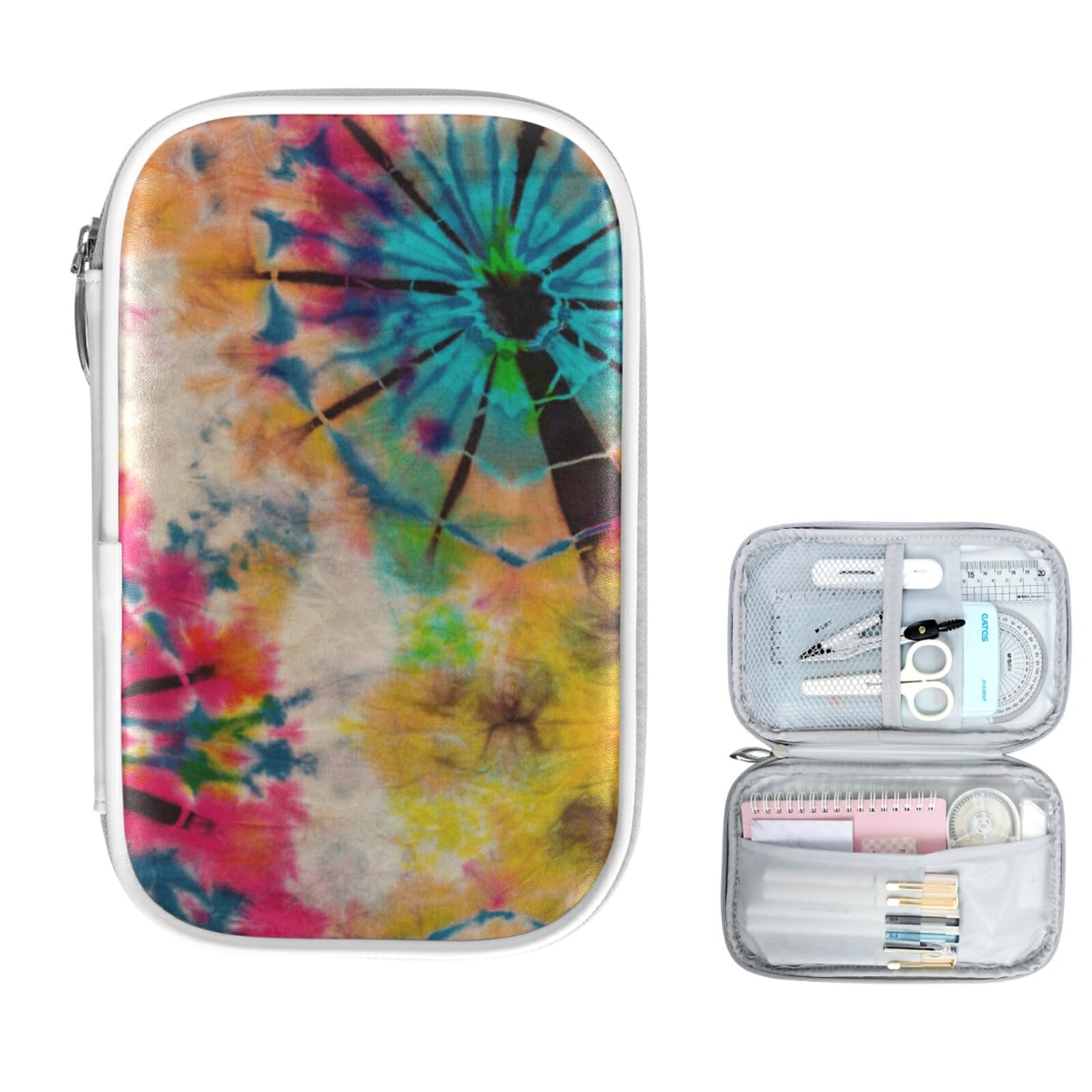 ZZKKO Tie Dye Boho Pencil Case with Zipper - Stylish Pouch for Pens, Makeup & School Supplies | Perfect for Office, College & Travel Organization (Bohemian Design)