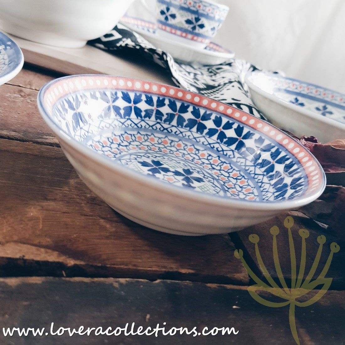 Awasaka Japan Blue Four Leaves Tea & Dinnerware Set - Premium Japanese Ceramic Tableware for Tea & Dining - Perfect for Home, Restaurants & Gifts