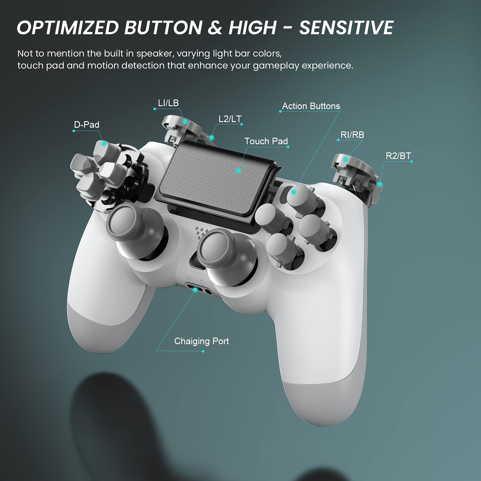 YCCSKY Wireless PS4 Controller with Dual Vibration, Audio, Touchpad & 6-Axis Gyroscope - Compatible with PS4/PS4 Pro/PS4 Slim/PC - Perfect for Gaming, Streaming & Multiplayer Sessions