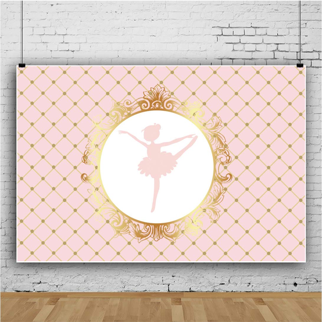 6x4ft Abstract Ballerina Girl in Tutu Dress Pink Gold Backdrop - Baby Shower Birthday Party Decor, Cake Table Background, Photo Studio Props | Perfect for Dance Recitals, Princess Themed Events & Dessert Table Displays