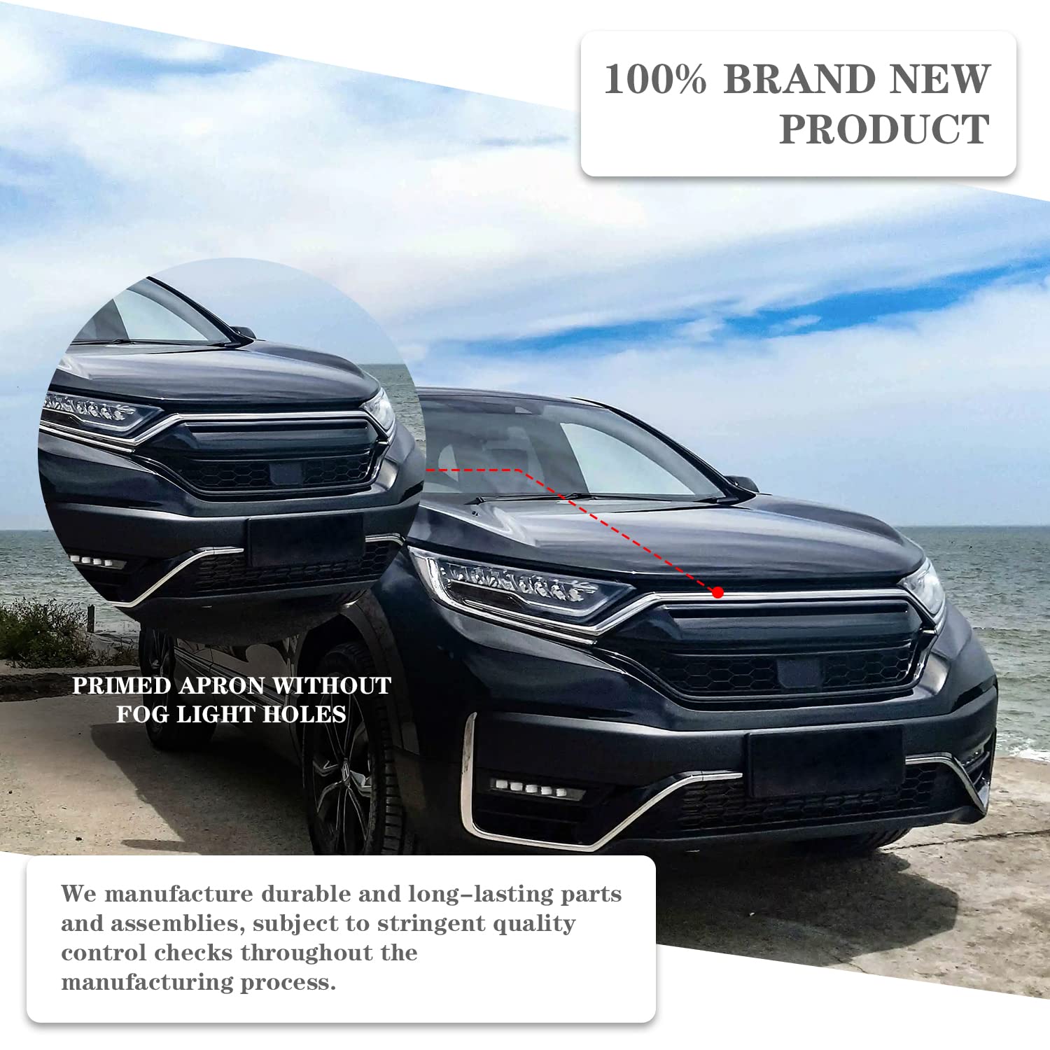 2012-2014 Honda CR-V Front Upper Grille Replacement - Chrome Plastic Trim Molding (Part #HO1217107) | Perfect for Car Restoration & Custom Upgrades