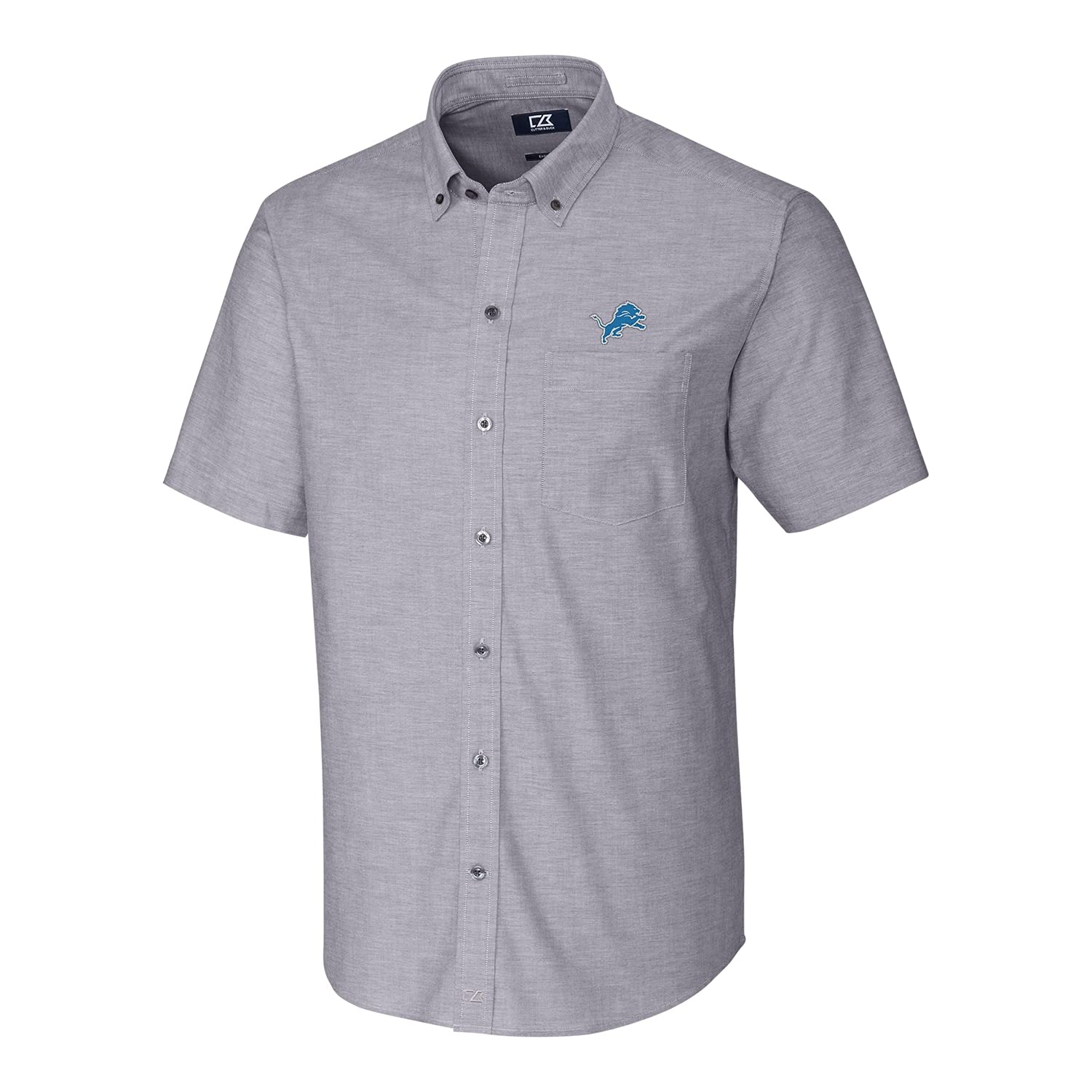 Cutter & Buck Men's NFL Stretch Oxford Short Sleeve Button Down Shirt - Comfortable Woven Casual Shirt for Football Fans, Game Day Outfits & Office Wear