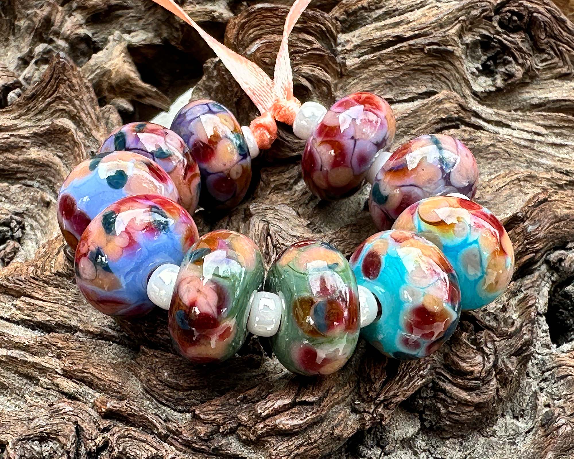 10mm Multicolor Lampwork Glass Mosaic Charm Beads Set for Jewelry Making, DIY Crafts, Bracelets & Necklaces - SRA Certified