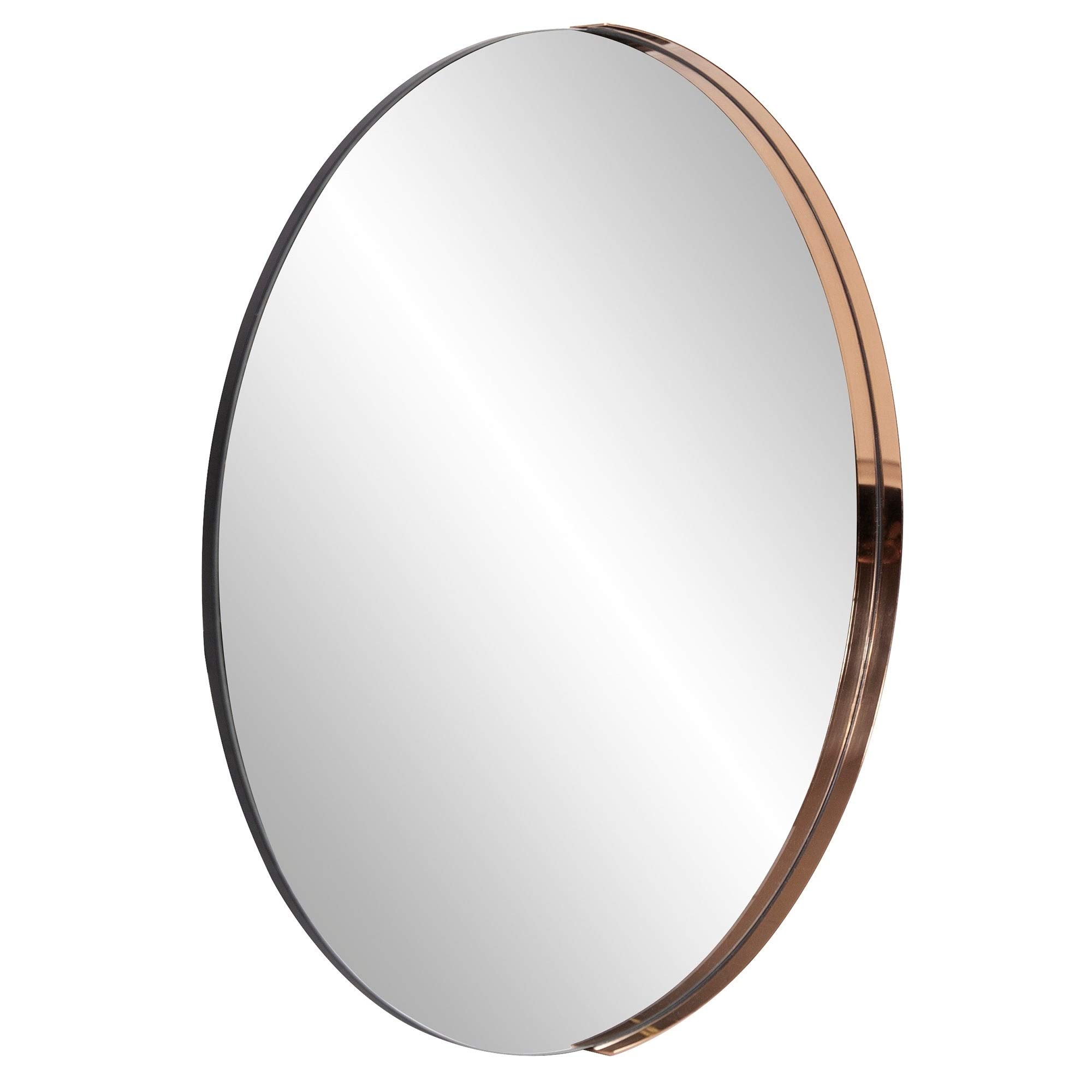 Round Rose Gold Mirror with Beveled Glass Edge - Elegant Wall & Vanity Mirror for Home Decor, Makeup, and Dressing Room