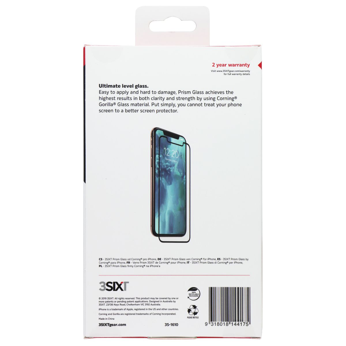 3SIXT Prism Tempered Glass Screen Protector for Apple iPhone 11 Pro Max - HD Clear, Anti-Scratch, Bubble-Free Installation - Perfect for Work, Travel & Everyday Protection