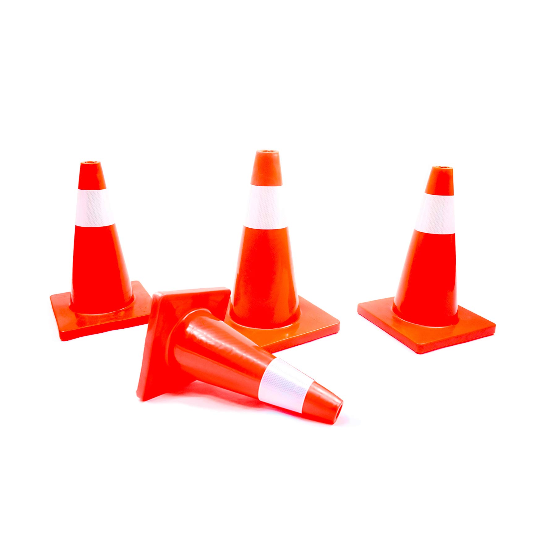 6 Pack 18-Inch Orange Traffic Safety Cones - Flexible PVC Construction with Reflective Collars for Parking, Construction & Road Safety | Perfect for Events, School Zones & Emergency Marking