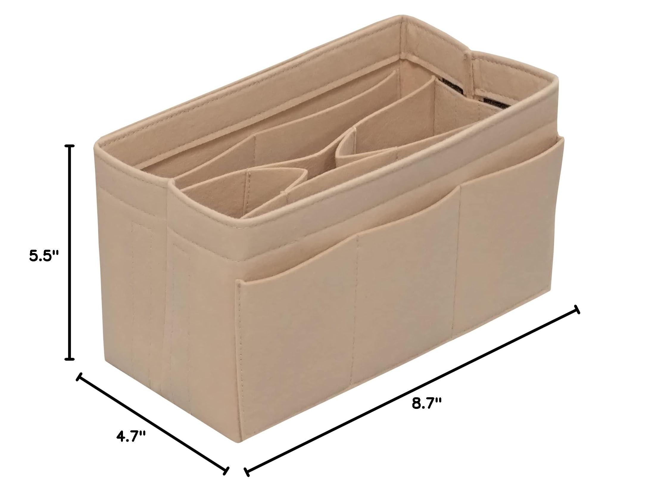 Felt Purse Organizer Insert with 14 Pockets - Small Beige Handbag Organizer for Tote Bags | Perfect for Travel, Work & Everyday Use