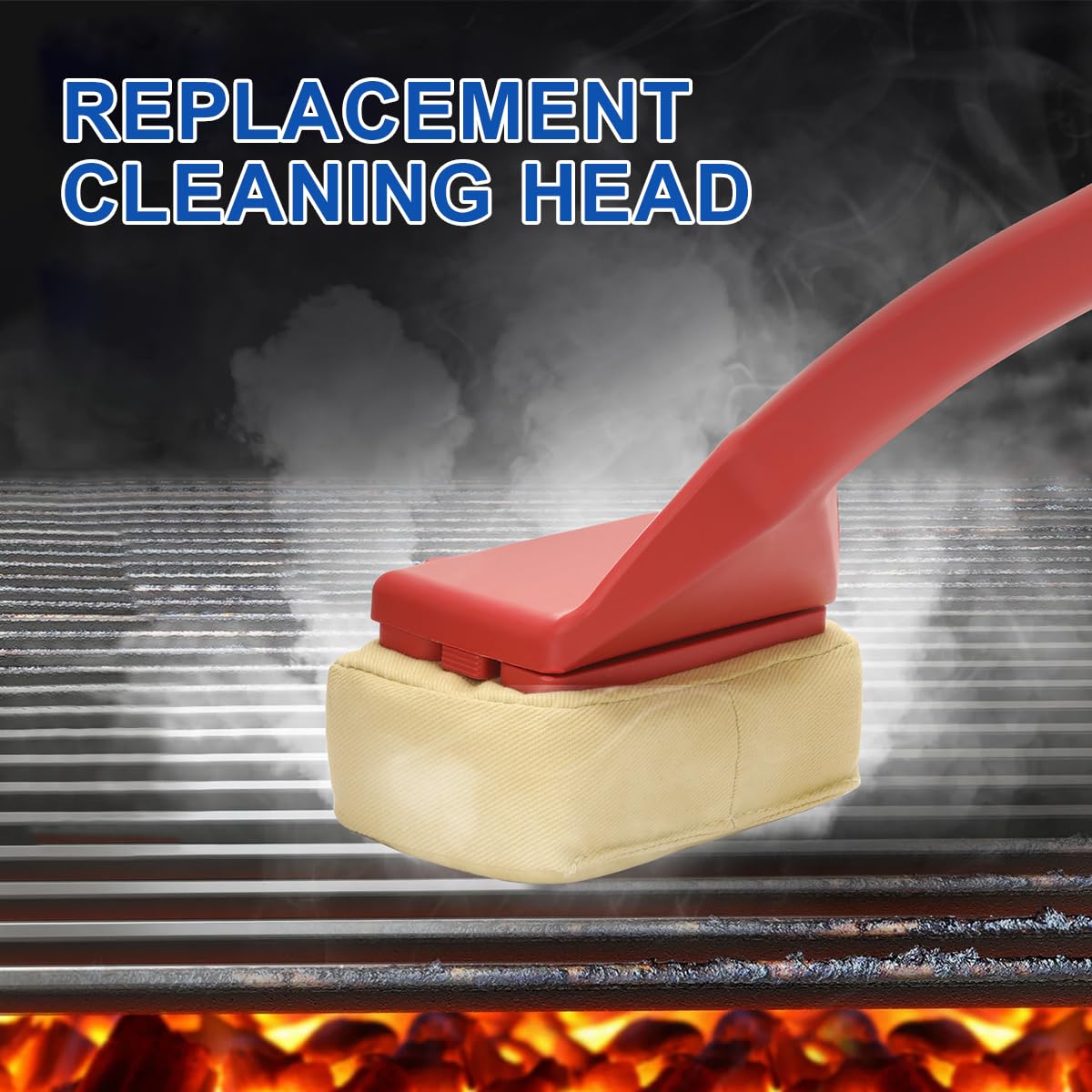 LANMU BBQ Replaceable Scraper Cleaning Head for GR-Scraper-S - Bristle-Free Grill Brush Replacement Head for Cast Iron & Stainless Steel Grates - Safe & Durable Grill Cleaning Tool for Outdoor BBQ, Camping & Backyard Cooking