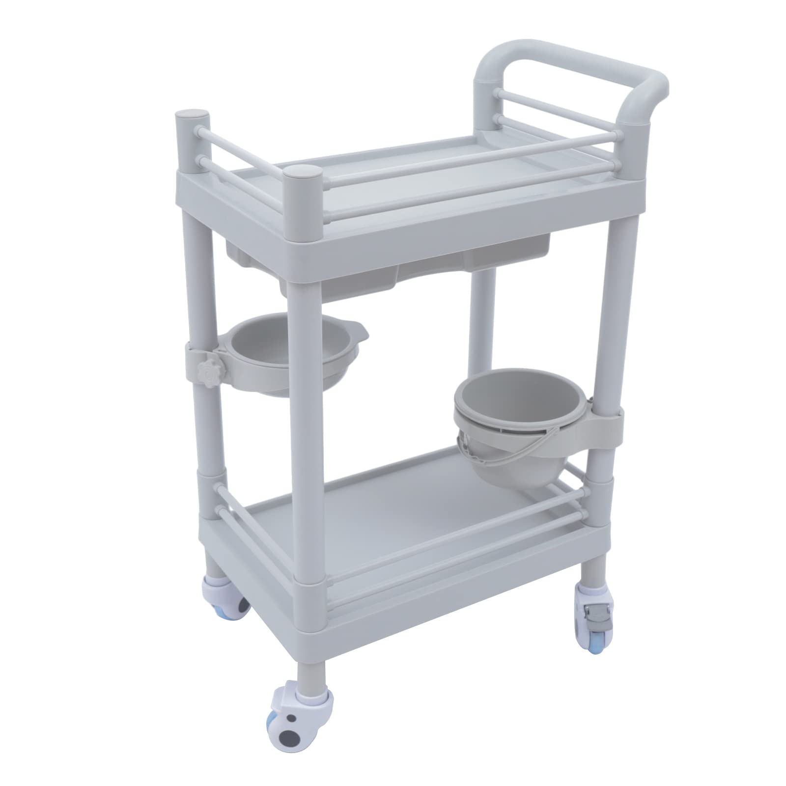 33Lbs Salon Trolley Cart - 2-Tier Rolling Beauty Hair Tattoo Storage Cart with Instrument Tray, White Spa Organizer for Salon, Spa, Home & Professional Use