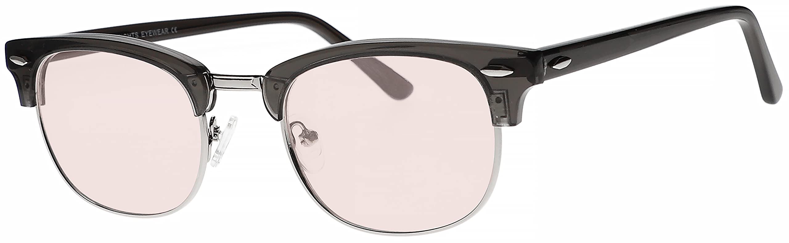 Pink Reading Glasses with Real Glass Lenses & Club Style Frame - Translucent Grey +2.50 Magnification | Perfect for Book Lovers, Office Work & Computer Use