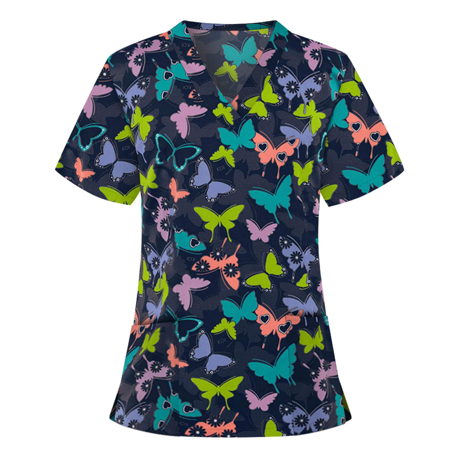 Women's Summer V-Neck T-Shirt with Multi-Pockets - Trendy Printed Blouse for Work & Casual Wear - Green - 3X-Large - Perfect for Office, Outdoor Activities & Daily Fashion