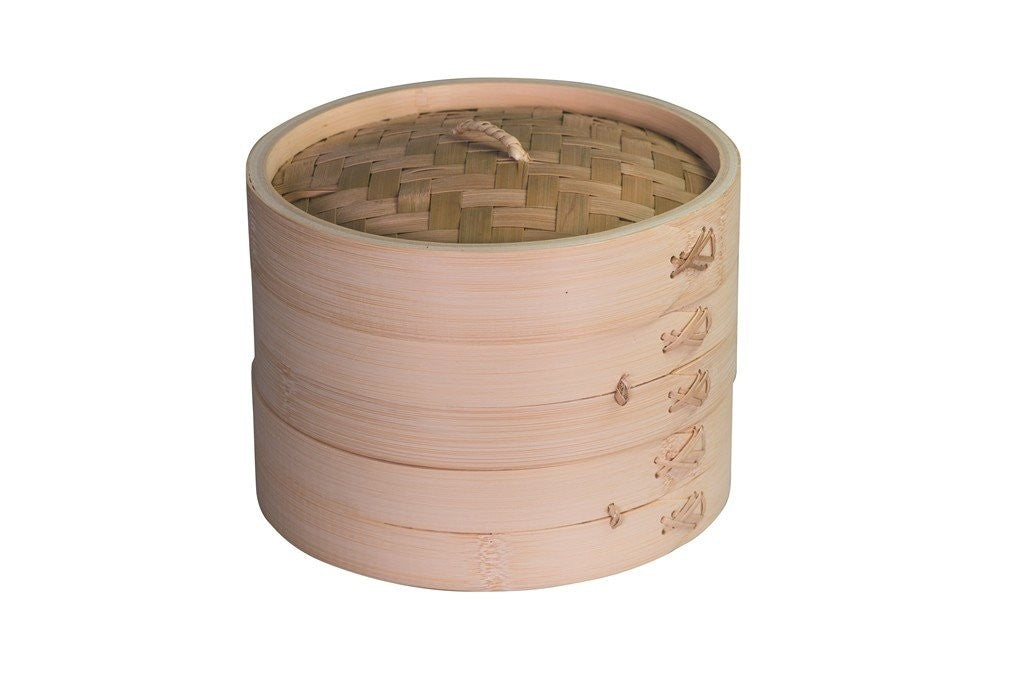 Avanti 20cm Bamboo Steamer Basket - Natural Bamboo Food Steamer for Dumplings, Buns & Vegetables | Perfect for Asian Cooking, Healthy Meal Prep & Kitchen Gifts