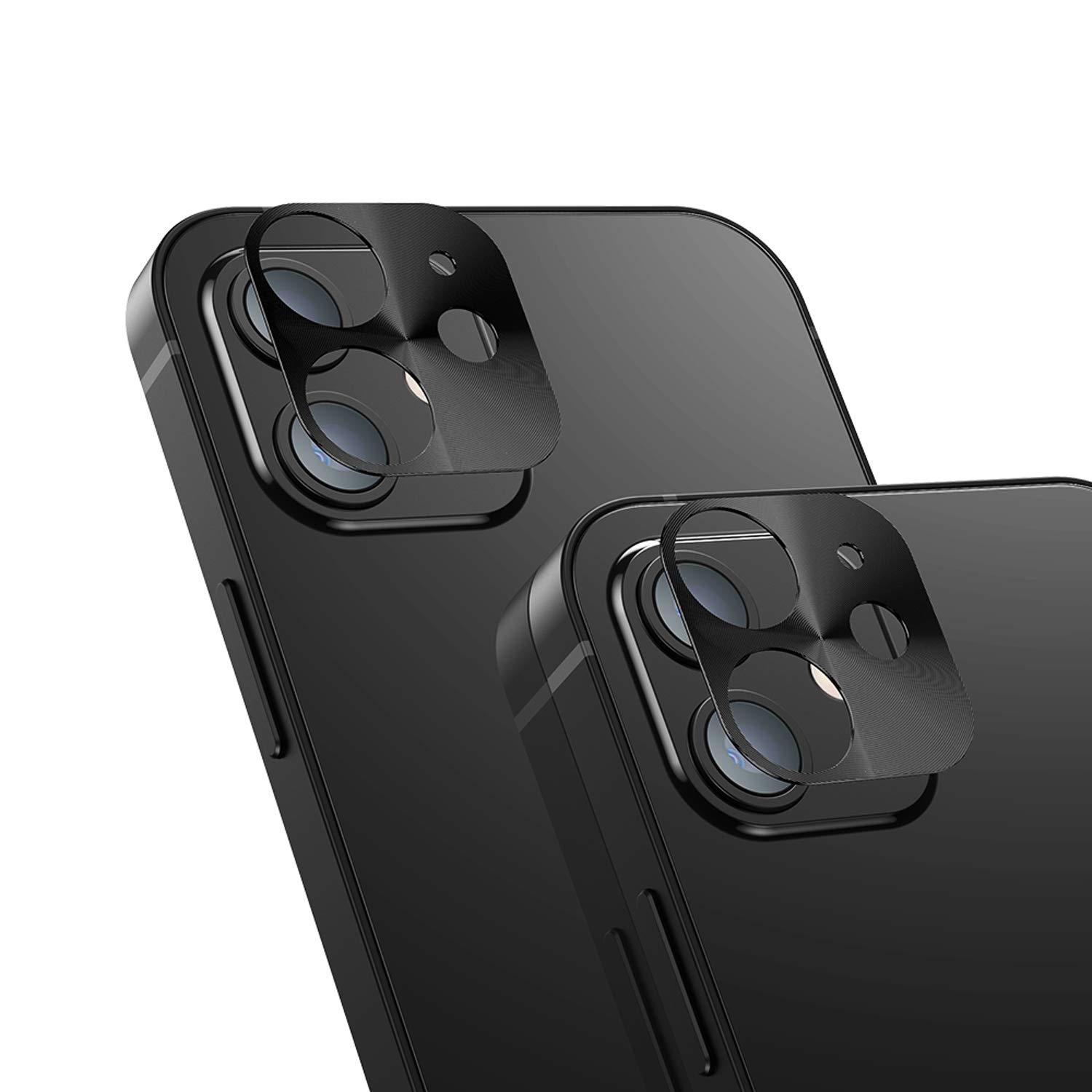 Premium Aluminum Alloy Camera Lens Protector for iPhone 12 Mini [2 Pack] - Scratch-Resistant Rear Camera Cover Shield in Black - Perfect for Outdoor Adventures, Travel & Daily Protection