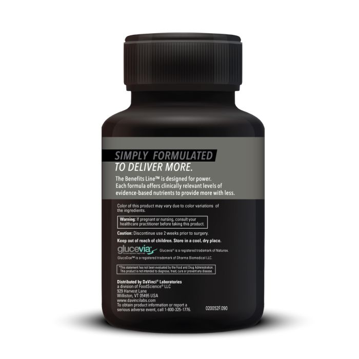 Davinci Labs Gluco Benefits Supplement - 90 Capsules for Blood Sugar Support & Glucose Metabolism - Ideal for Diabetics & Healthy Lifestyle