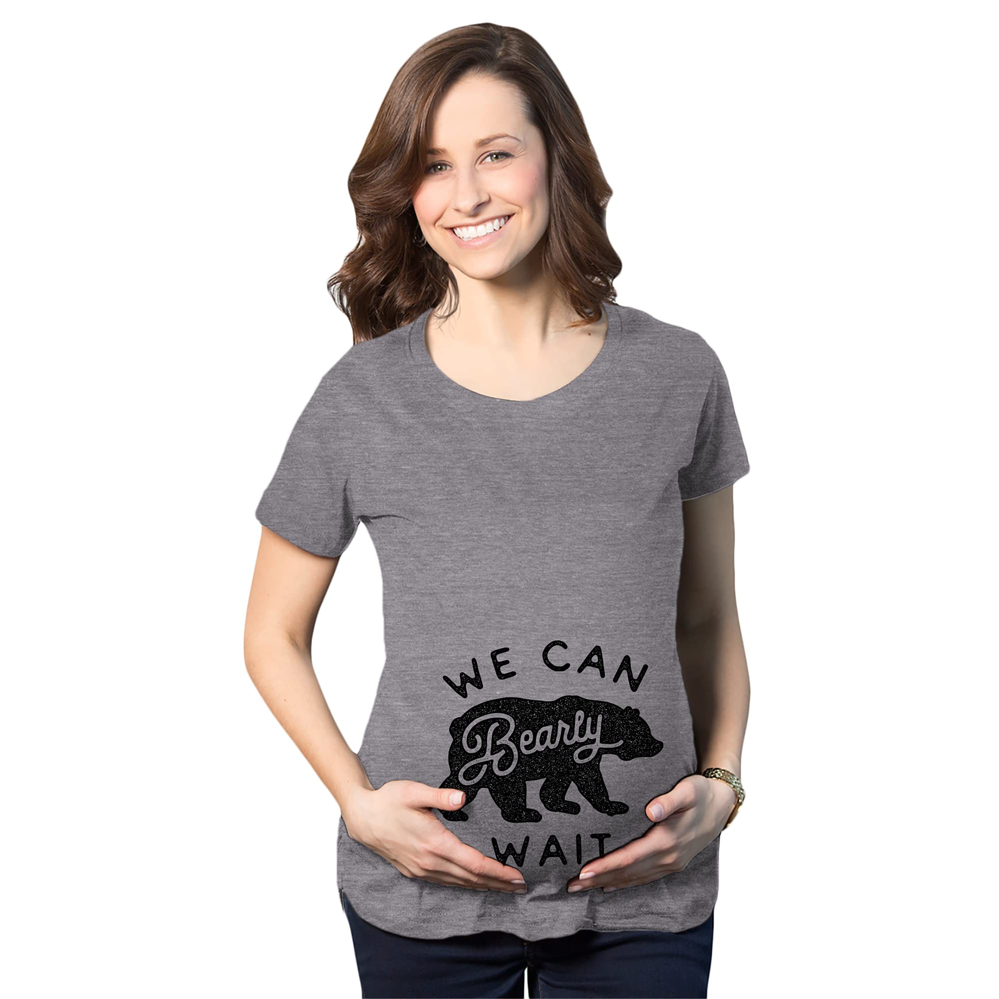 Cute Pregnancy Bear Graphic Tee - 'We Can Bearly Wait' Maternity T-Shirt for Mom to Be | Perfect for Baby Showers, Gender Reveals & Maternity Photos