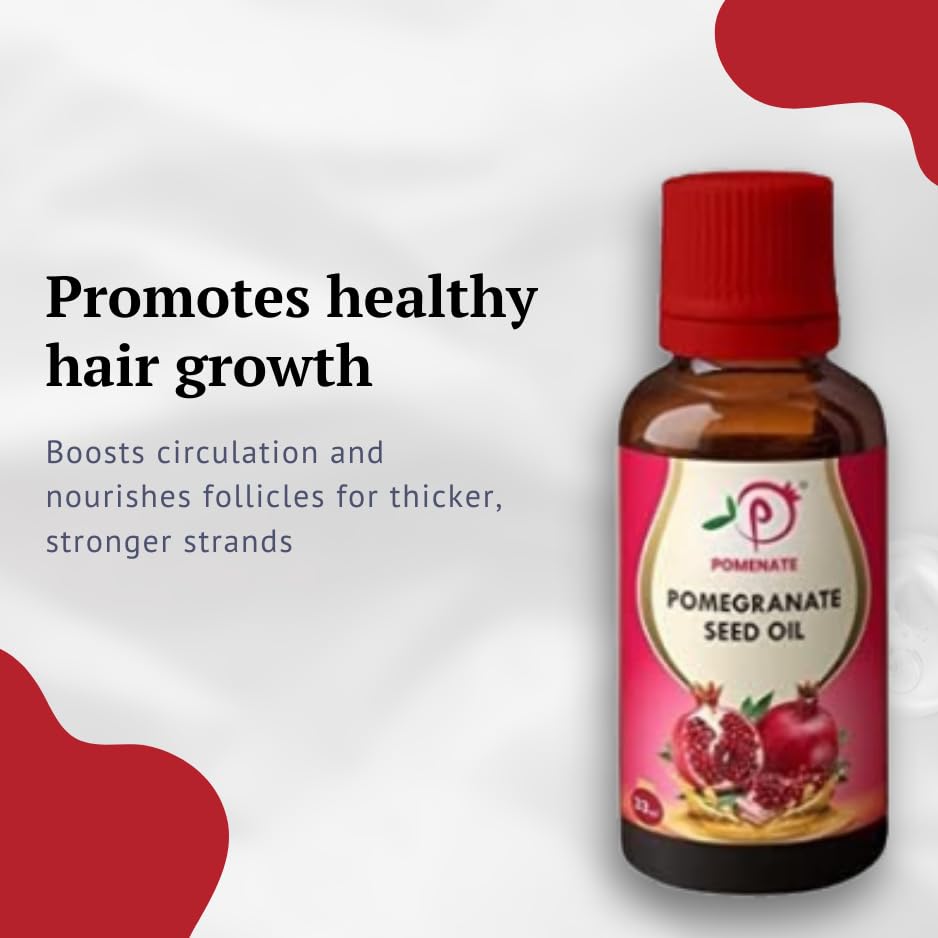 100% Pure & Natural Cold Pressed Virgin Pomegranate Seed Oil - 33ml for Skin Care, Hair Care & Anti-Aging | Organic Facial Moisturizer, Hair Growth Treatment & Massage Oil | Perfect for Daily Beauty Routine, DIY Cosmetics & Aromatherapy