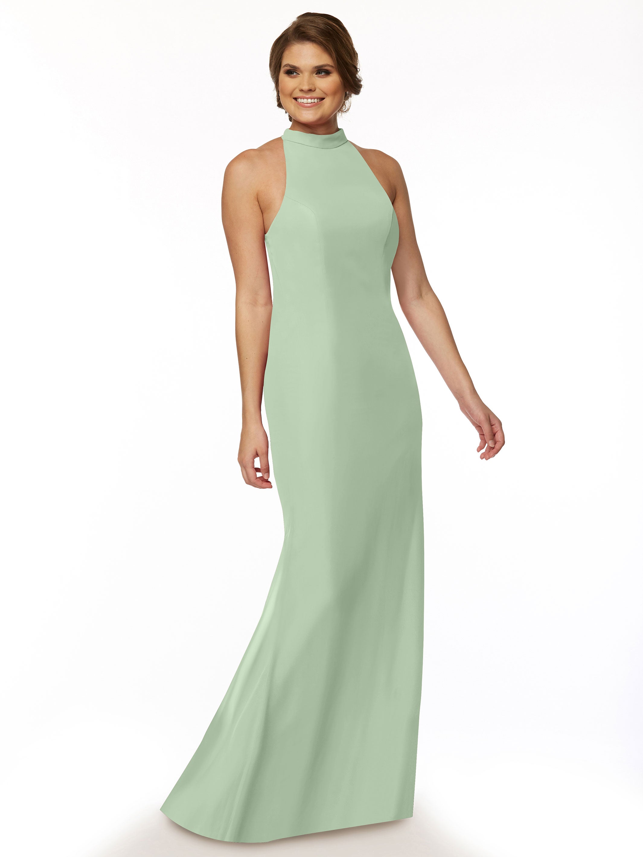 Elegant Mermaid Bridesmaid Dress with Halter Neckline - Perfect for Beach Weddings, Formal Events & Special Occasions | Style 80068