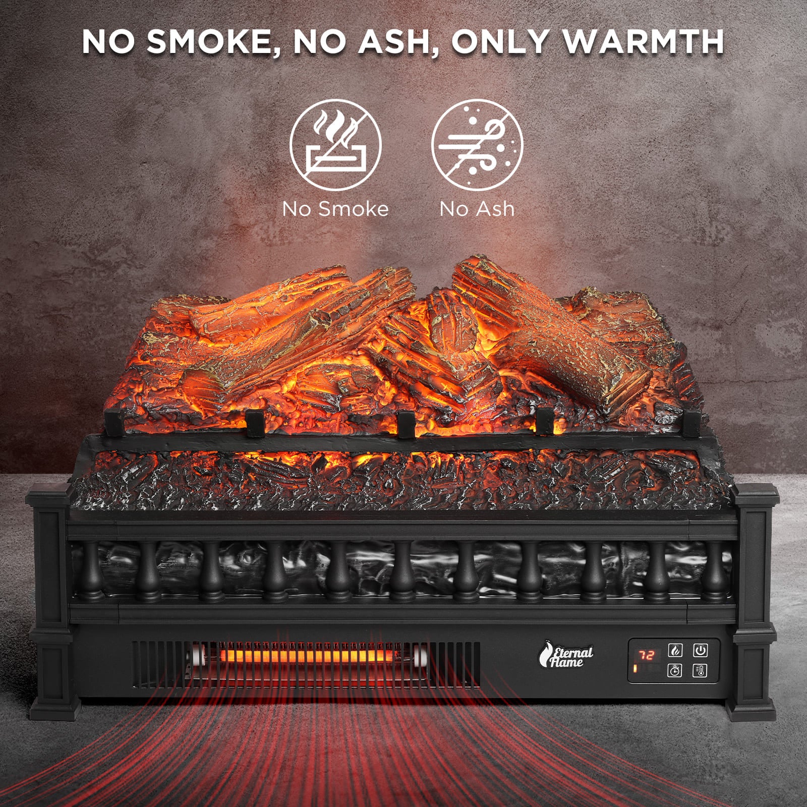Eternal Flame EF23 LG Electric Fireplace Logs Set - Realistic Wood Burning Effect for Home & Office Heating - Perfect for Living Rooms, Bedrooms, and Winter Decor