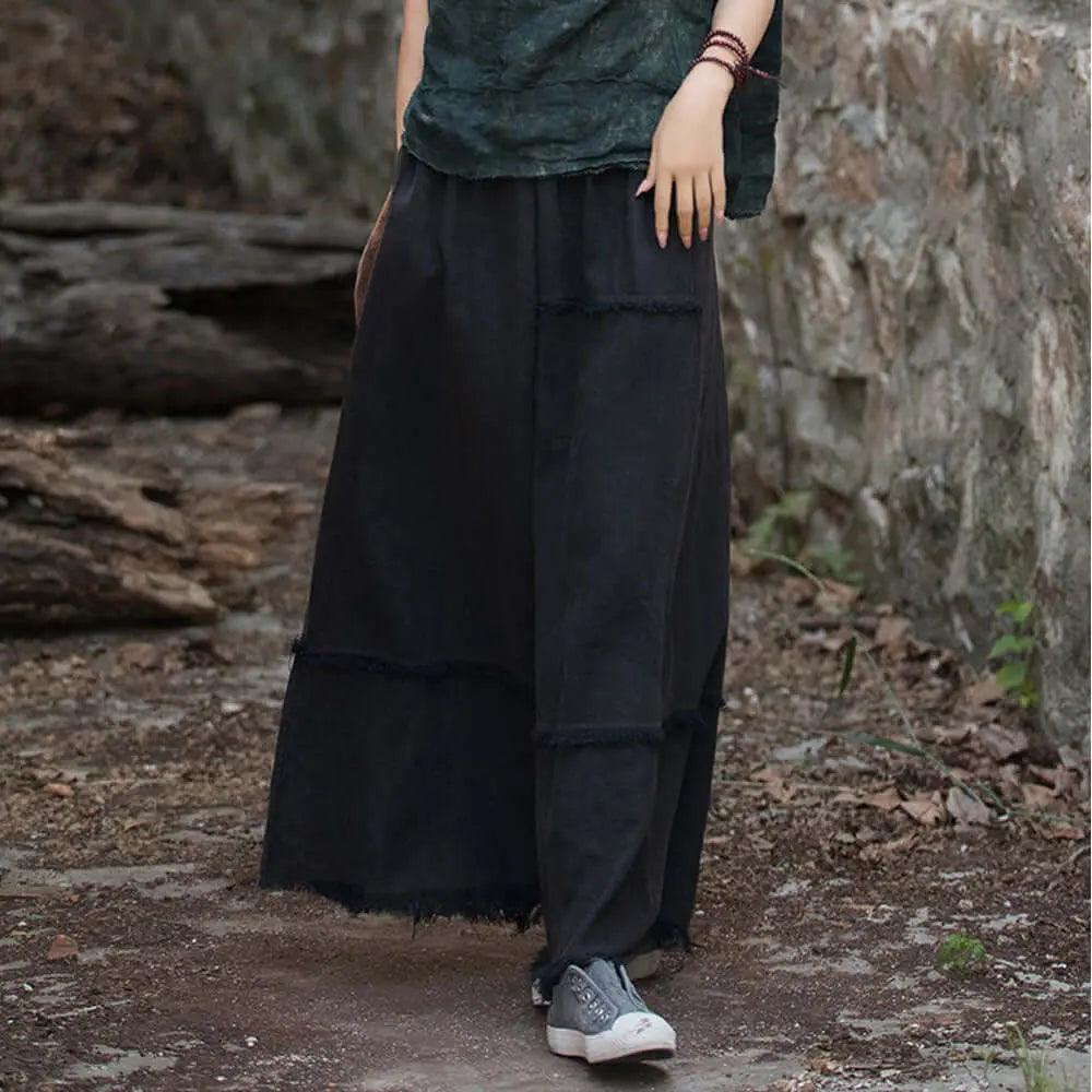 Vintage Green A-Line Maxi Skirt for Women - Retro Beach Skirt with Flowy Design | Perfect for Summer Vacations, Beach Outings, and Boho Fashion Styles