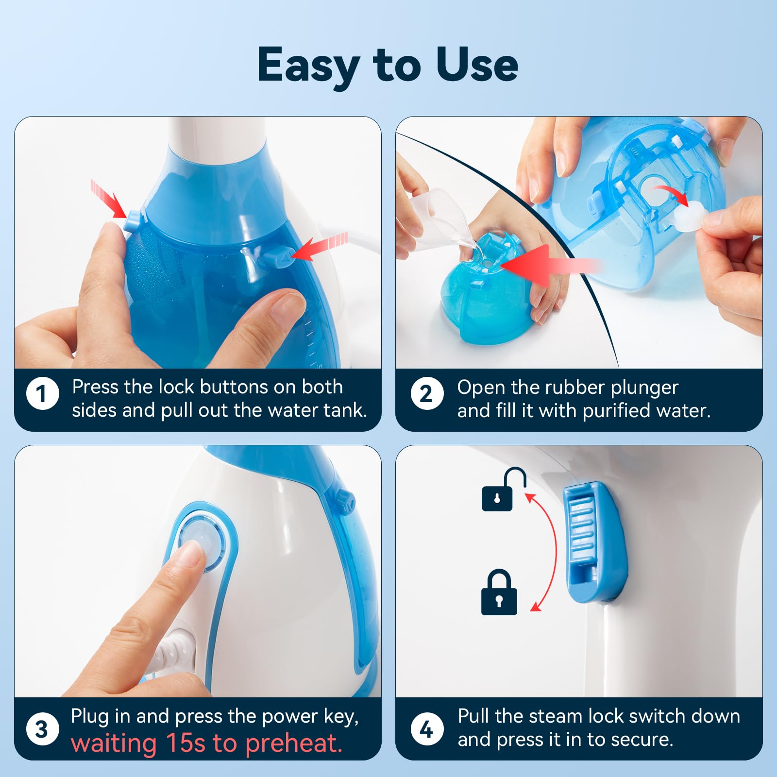 Portable Handheld Steamer for Clothes - 15 Second Fast Heat-up, 280ml Large Water Tank with Strong Steam for Wrinkle Removal | Perfect for Travel, Home & Office Use (Includes Ironing Glove for Wet & Dry Ironing)