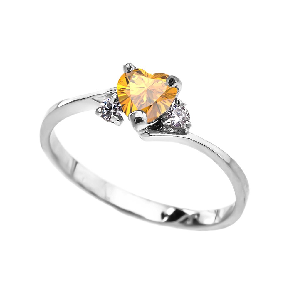 Elegant 14k White Gold November Birthstone Heart Ring with Cubic Zirconia - Dainty Modern Promise Ring for Women, Proposal Gift, Anniversary Jewelry - Perfect for Engagements, Weddings & Special Occasions