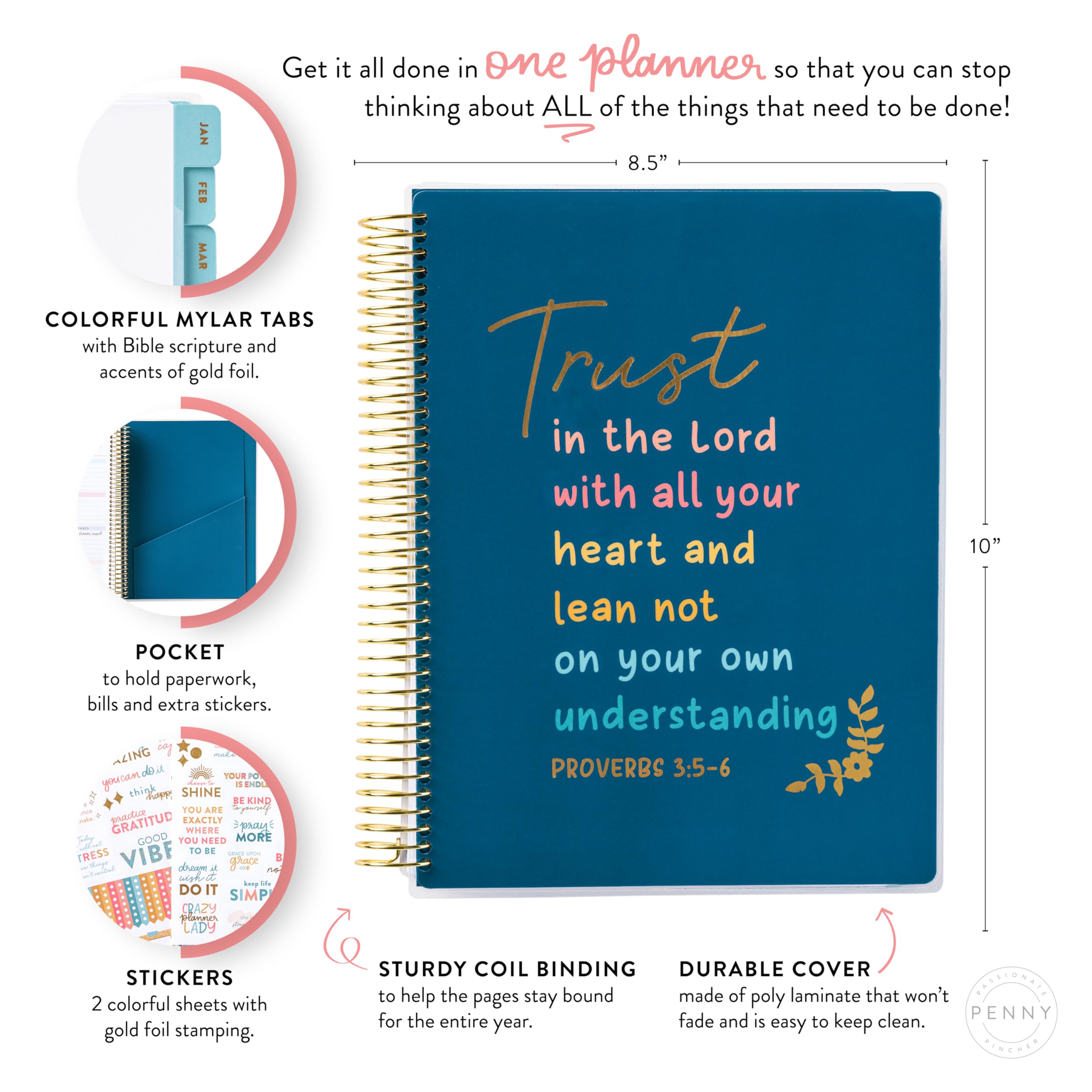 2025 Home Planner with Scripture - Work from Home Organizer with Stickers, Daily Checklist & Monthly Budget Worksheets | Coil Bound, Laminated Cover | Perfect for Daily Planning, Budget Tracking & Vacation Prep