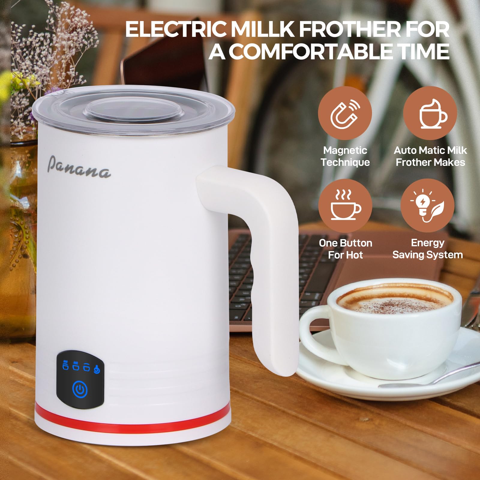 Electric Milk Frother 4-in-1 - 14.5oz/430ml Automatic Warm & Cold Foam Maker for Coffee, Latte, Cappuccino, Macchiato, Hot Chocolate - Perfect for Home Baristas & Coffee Lovers (White)