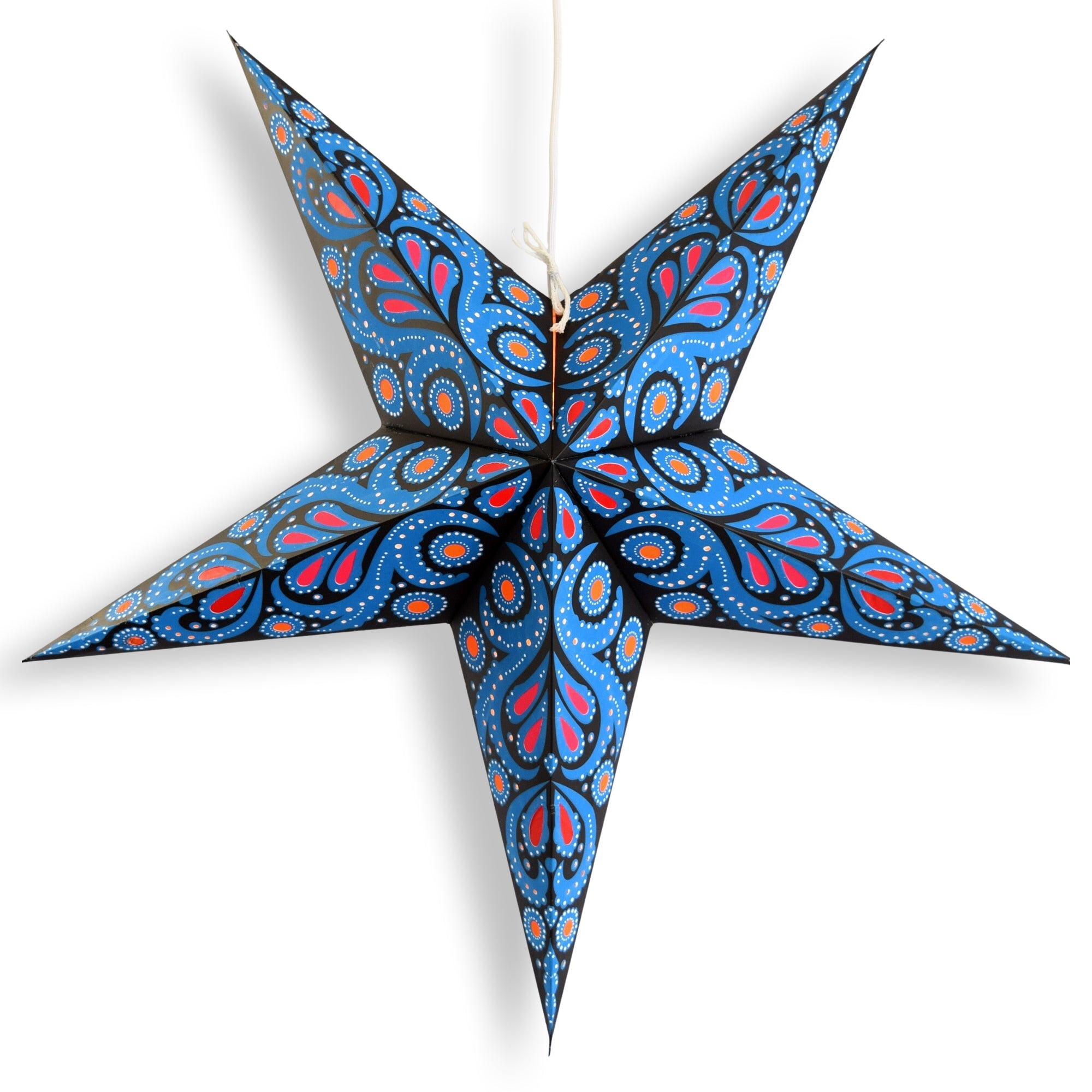 24 Inch Blue Astral Bloom Paper Star Lantern - Decorative Hanging Light for Bedroom, Party, Wedding & Outdoor Decor