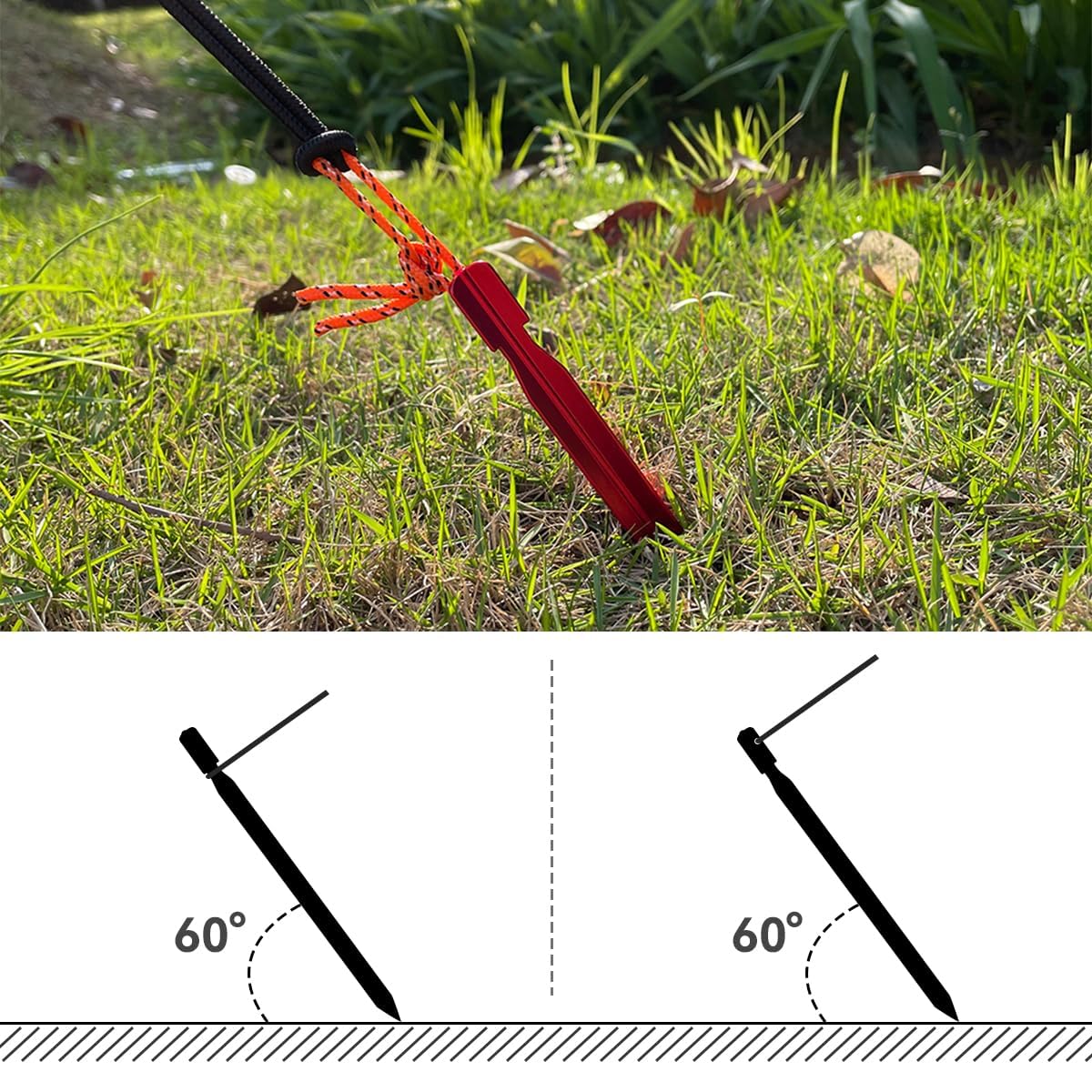 12 Pack 7-inch Ultralight Aluminum Tent Stakes with Reflective Pull Ropes - Tri-Beam Design for Secure Anchoring - Includes Convenient Carrying Bag - Perfect for Camping, Backpacking, Hiking, Hammocks & Canopy (Red) - Ideal for Outdoor Adventures, Beach Trips & Backyard Setups