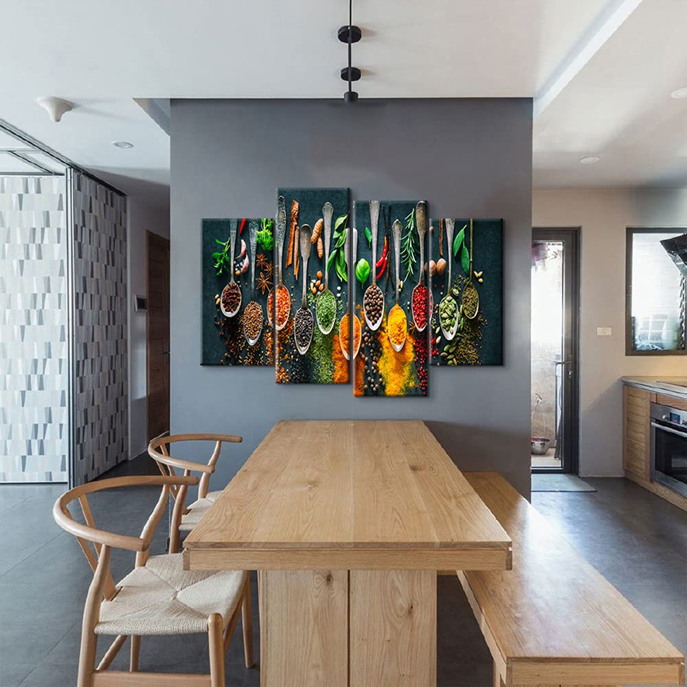 4-Piece Kitchen Wall Art Set - Modern Canvas Wall Decor for Dining Room & Kitchen - Food Themed Prints (56