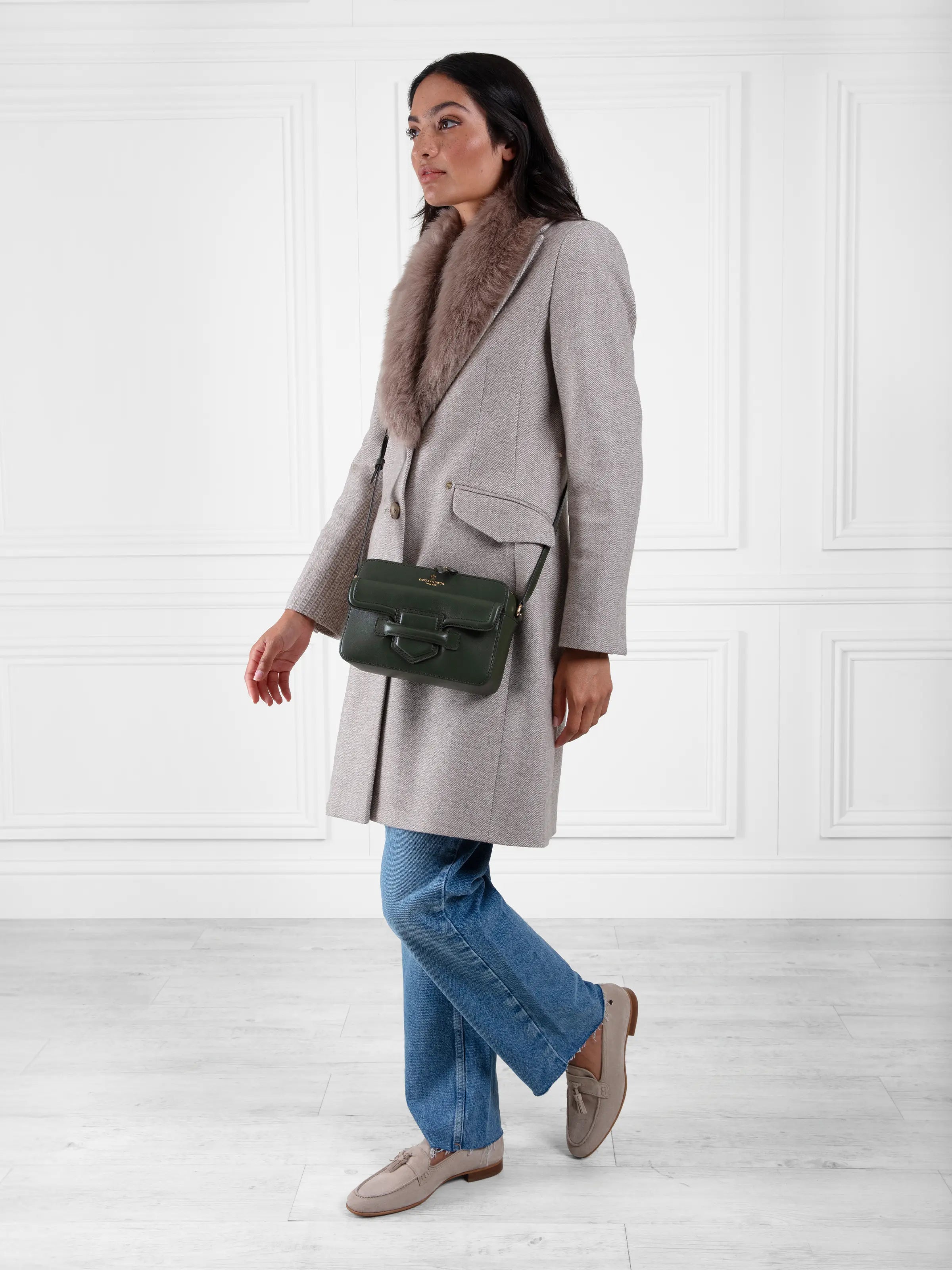 Harriet Taupe Herringbone Coat - Classic Women's Wool Blazer for Office & Business Attire | Perfect for Work, Meetings & Formal Events