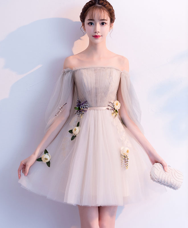 Light Champagne Tulle Short Prom Dress - Elegant Homecoming Party Gown for Teens, Sweet 16, Quinceañera & Formal Events | Perfect for Dances, Graduation & Special Occasions