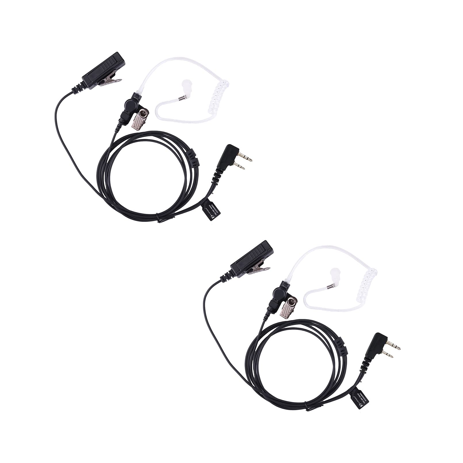 Covert Acoustic Tube Surveillance Earpiece with Microphone - 2 Pin Kenwood Walkie Talkie Headset for Security, Law Enforcement & Event Staff Communication