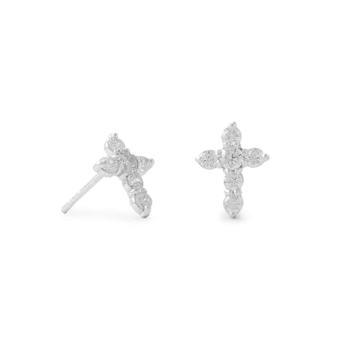 925 Sterling Silver Small CZ Cross Stud Earrings for Women - Hypoallergenic Cubic Zirconia Religious Jewelry - Perfect for Church, Weddings & Everyday Wear