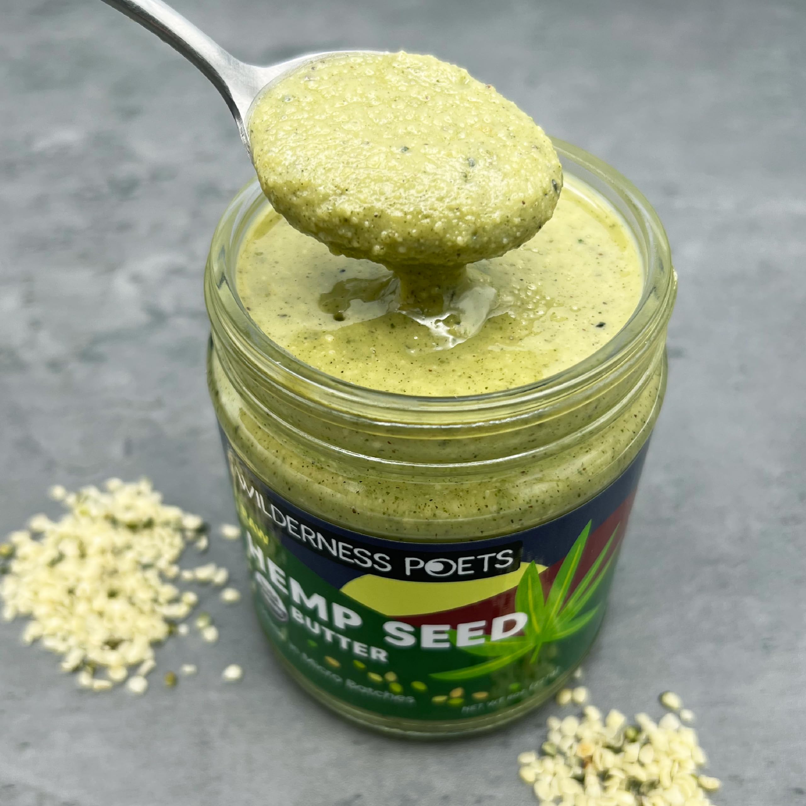 Organic Raw Hemp Seed Butter by Wilderness Poets - 64oz Half Gallon Glass Jar - Vegan, Gluten-Free, Nutrient-Rich Superfood Spread - Perfect for Smoothies, Toast & Healthy Snacking