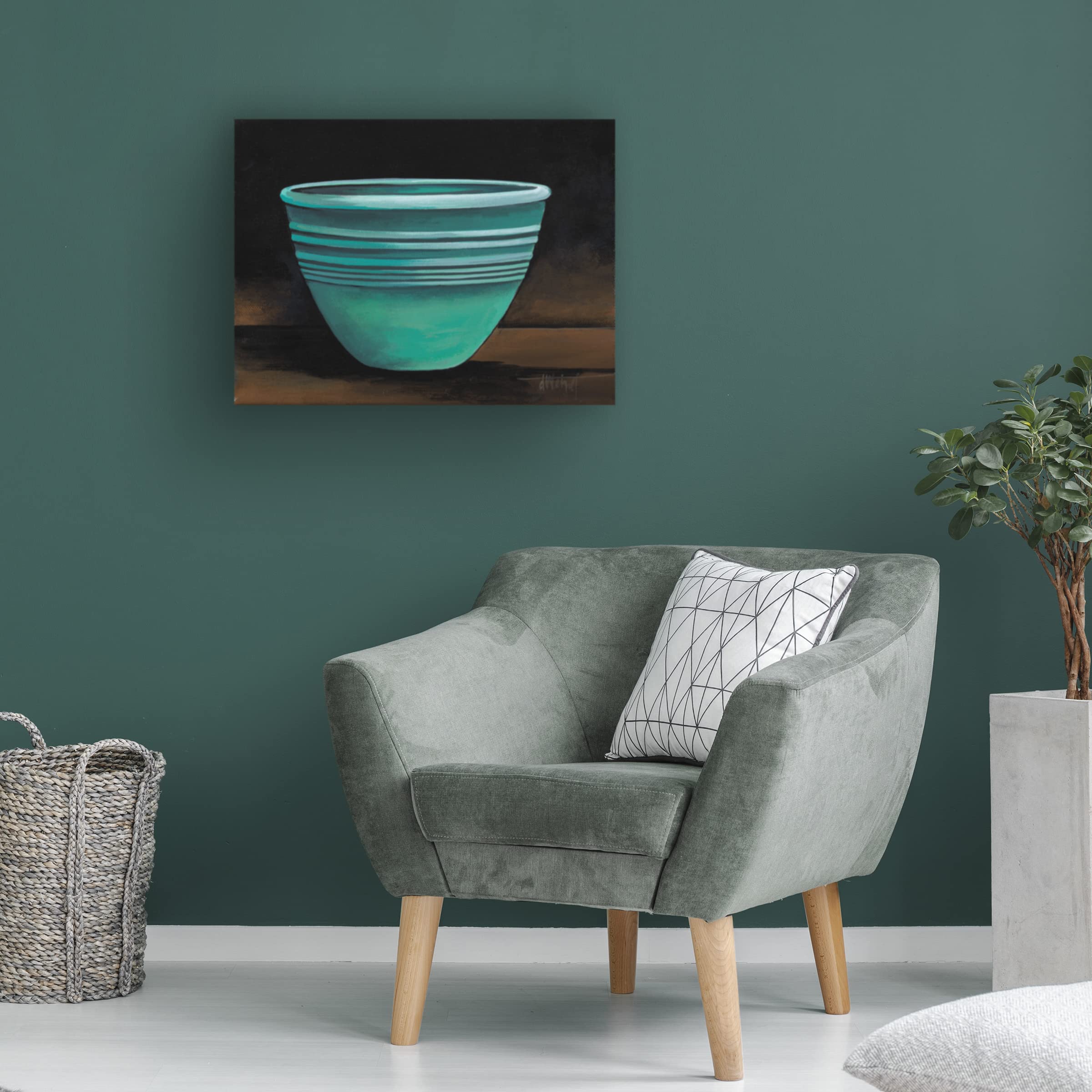Trademark Fine Art 'Celadon Bowl' Canvas Wall Art by Debbi Wetzel - Hand-Painted Home Decor for Living Room, Bedroom & Office