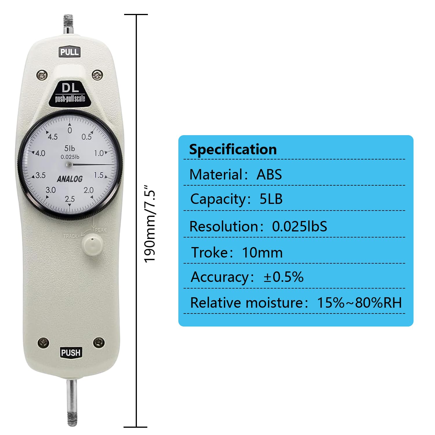 Digital Force Gauge 5LB - Push Pull Tension Compression Tester with Calibration Certificate & Carrying Case - Perfect for Industrial Quality Control, Material Testing, and Product Durability Evaluation
