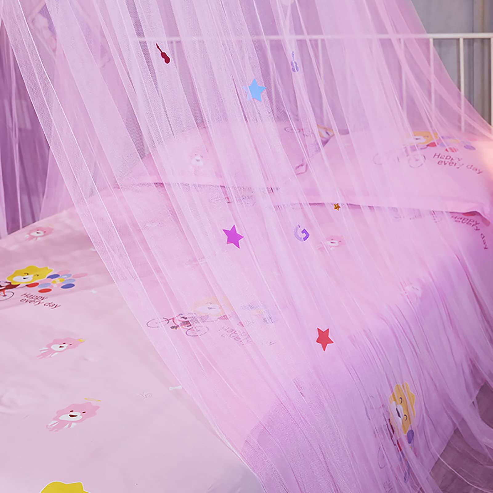 Fdit Princess Bed Canopy for Girls - White Lace Mosquito Net with Round Dome Design, Foldable & No Punching Needed - Perfect for Kids' Bedrooms, Sleepovers & Nursery Decor