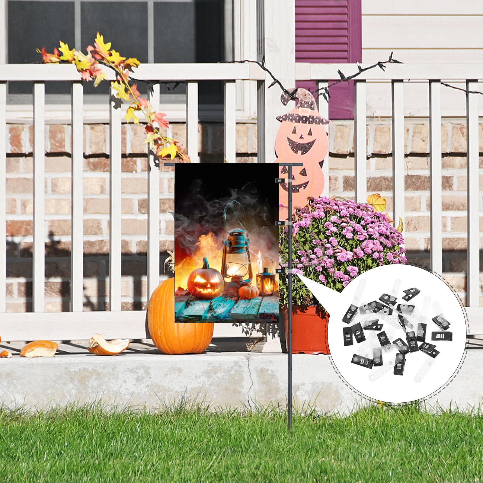 DOITOOL 20Pcs Heavy Duty Plastic Garden Flag Clips - Windproof Flag Holders for Outdoor Yard Decor, Garden Flag Poles & Stand Accessories - Perfect for Seasonal, Holiday & Home Decoration Flags