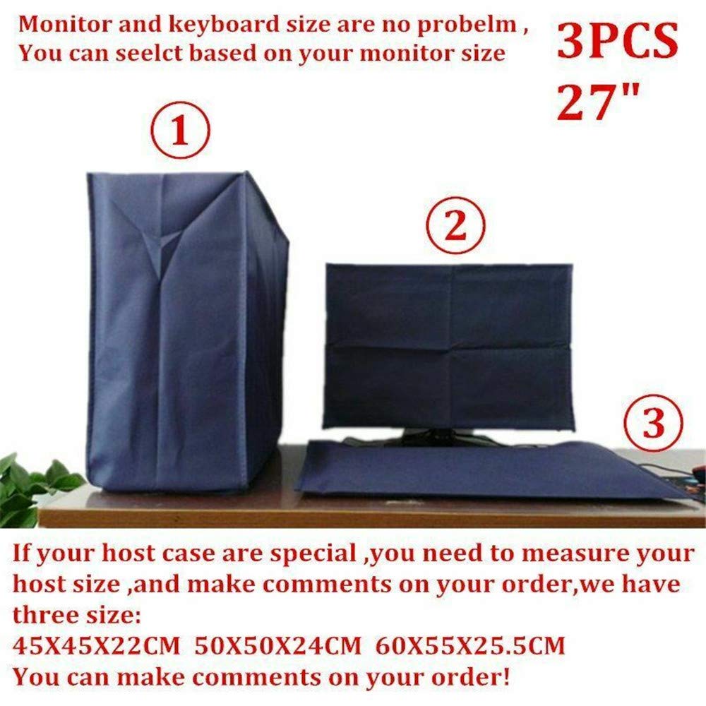 3-Piece Desktop Computer Protective Case Set - Dustproof Cover for Monitor, Keyboard & Tower (Fits up to 27 Inch Screens) | Perfect for Home Office, Gaming Setup & Workspace Protection