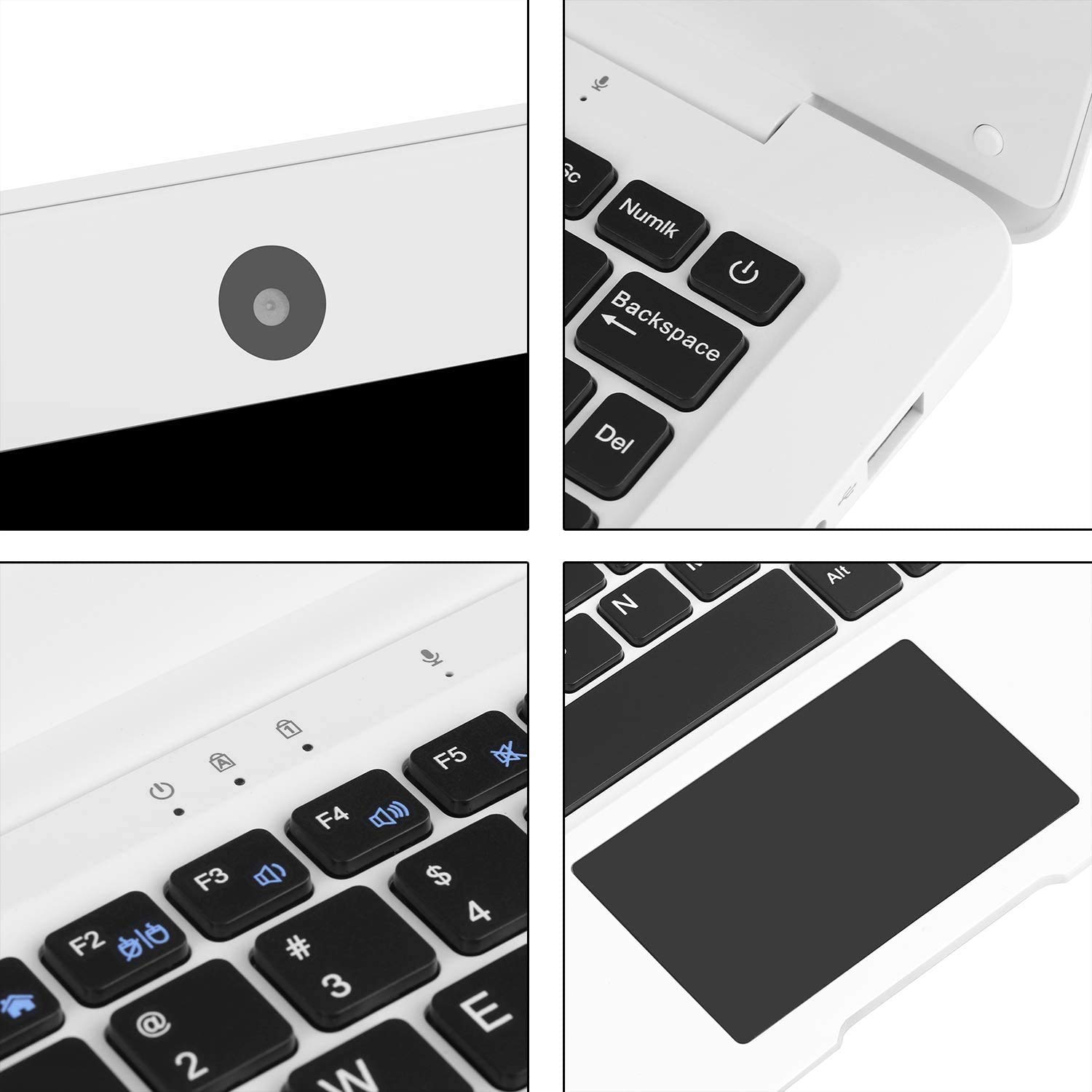 TOPOSH 10.1 Inch Windows 10 Laptop - Mini PC Notebook with Intel Celeron N3350 Dual-Core, 4GB RAM, 64GB SSD, Bluetooth 4.0, WiFi, HDMI - Portable White Computer for Work, Study & Travel