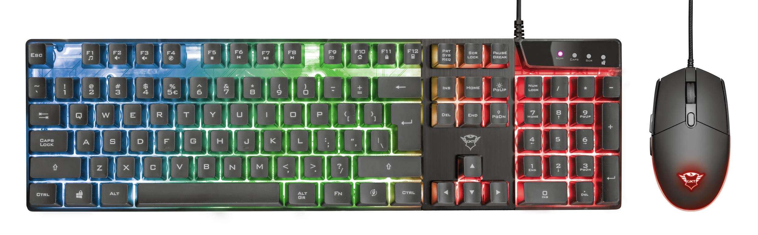 Trust Gaming GXT 838 Azor Gaming Keyboard and Mouse Combo - Italian QWERTY Layout, USB Wired, Anti-Ghosting, RGB Backlit Keyboard, 800-3000 DPI Gaming Mouse - Black | Perfect for PC Gaming, Esports & Office Work
