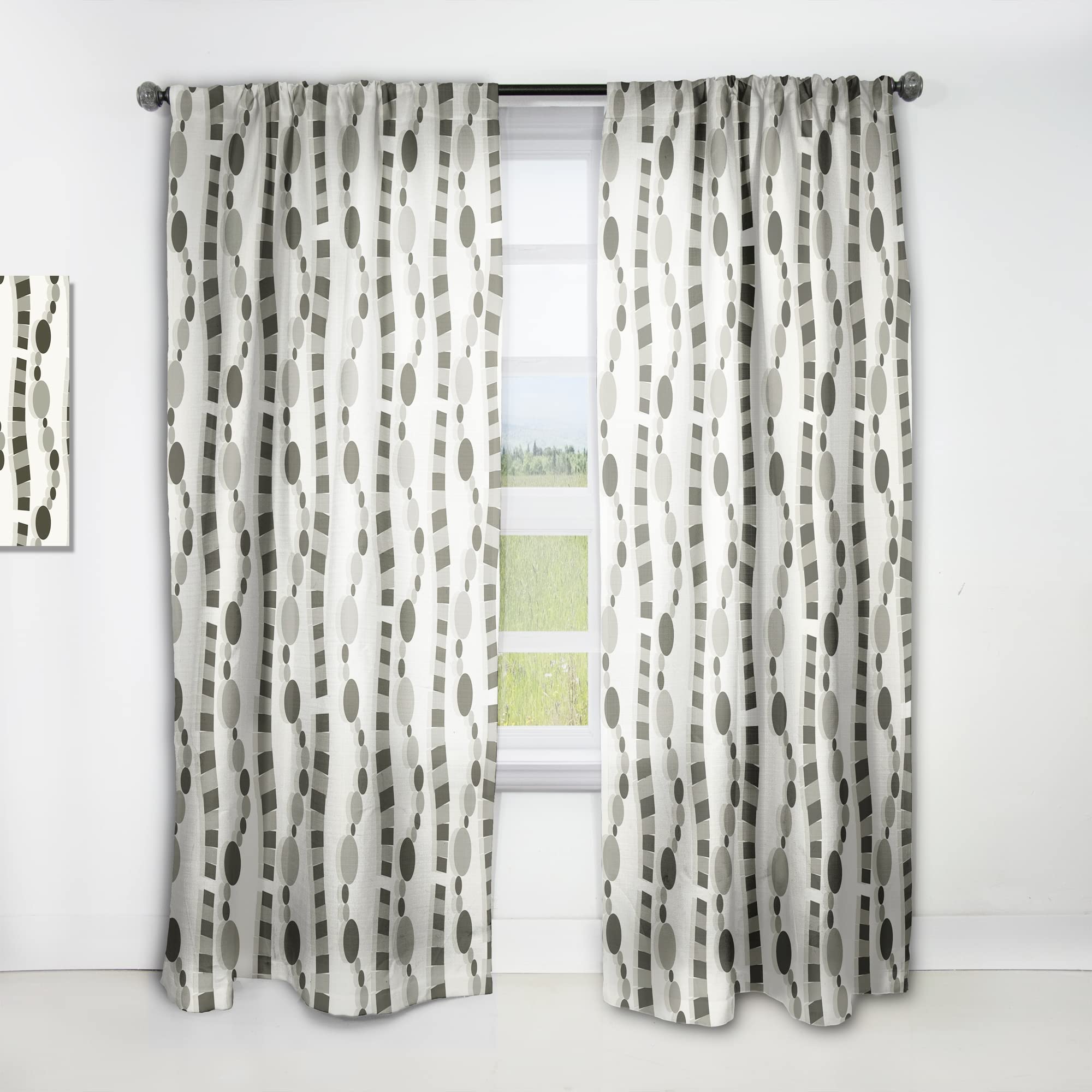 Monochrome Geometric Pattern VI Blackout Curtains - Thermal Insulated Single Panel (52x84 inches) for Bedroom & Living Room - Modern Window Drapes for Home Decor & Light Blocking