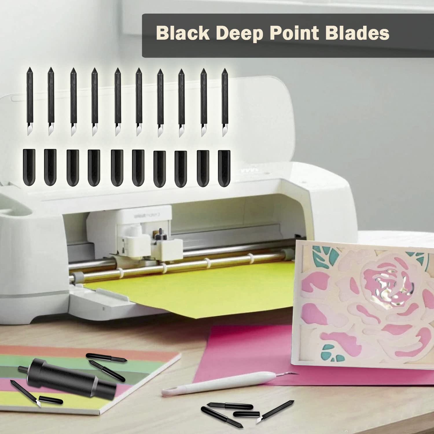 10PCS Replacement Deep Point Cutting Blades for Cricut Maker/Maker 3 & Explore Air/Air 2/Air 3 - Heavy Duty Craft Blades for Vinyl, Cardstock, Leather - Perfect for DIY Projects, Scrapbooking & Home Decor