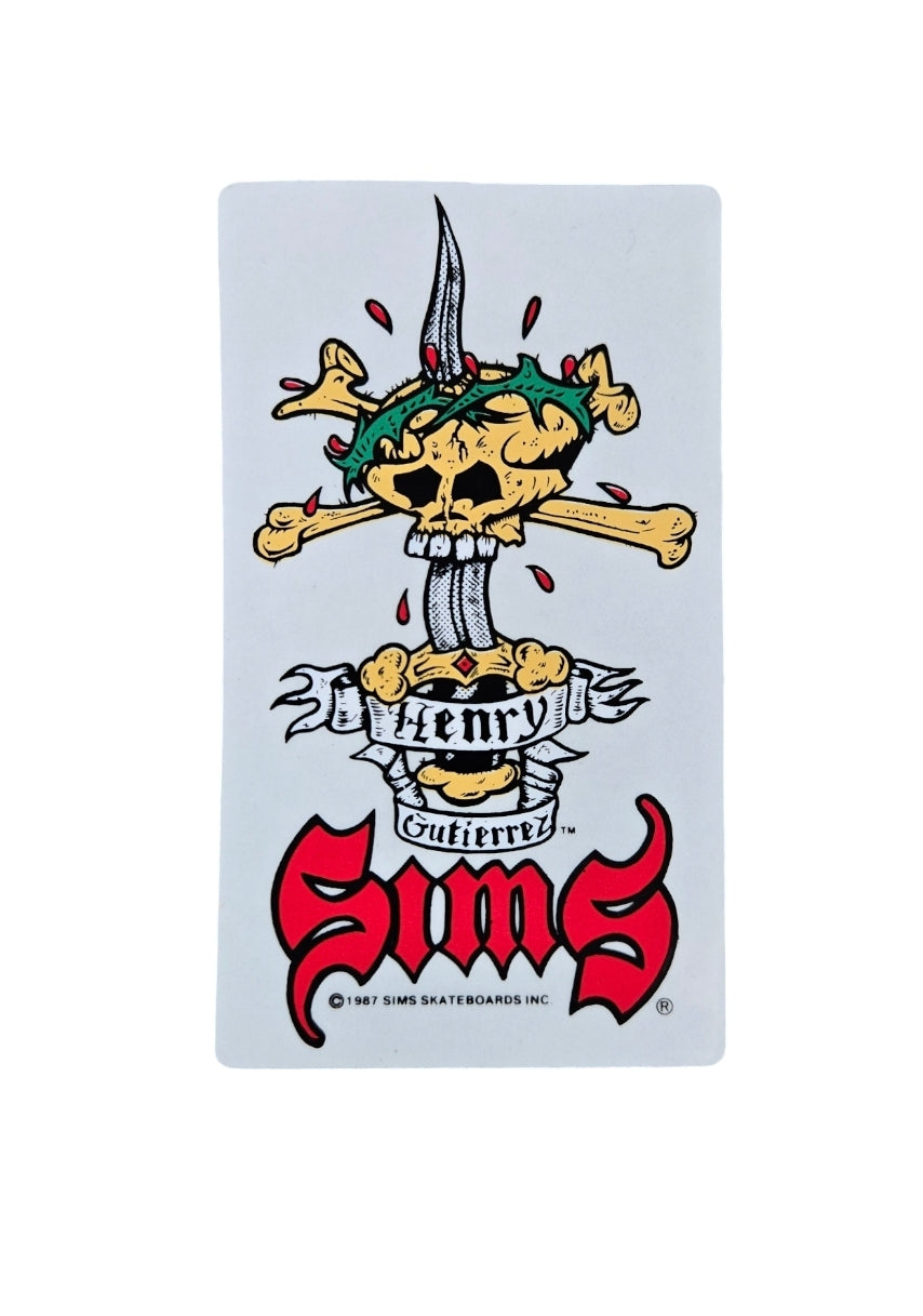 Vintage 80s SIMS Henry Gutierrez Clear Sticker - Retro Collectible for Laptops, Notebooks & Scrapbooking