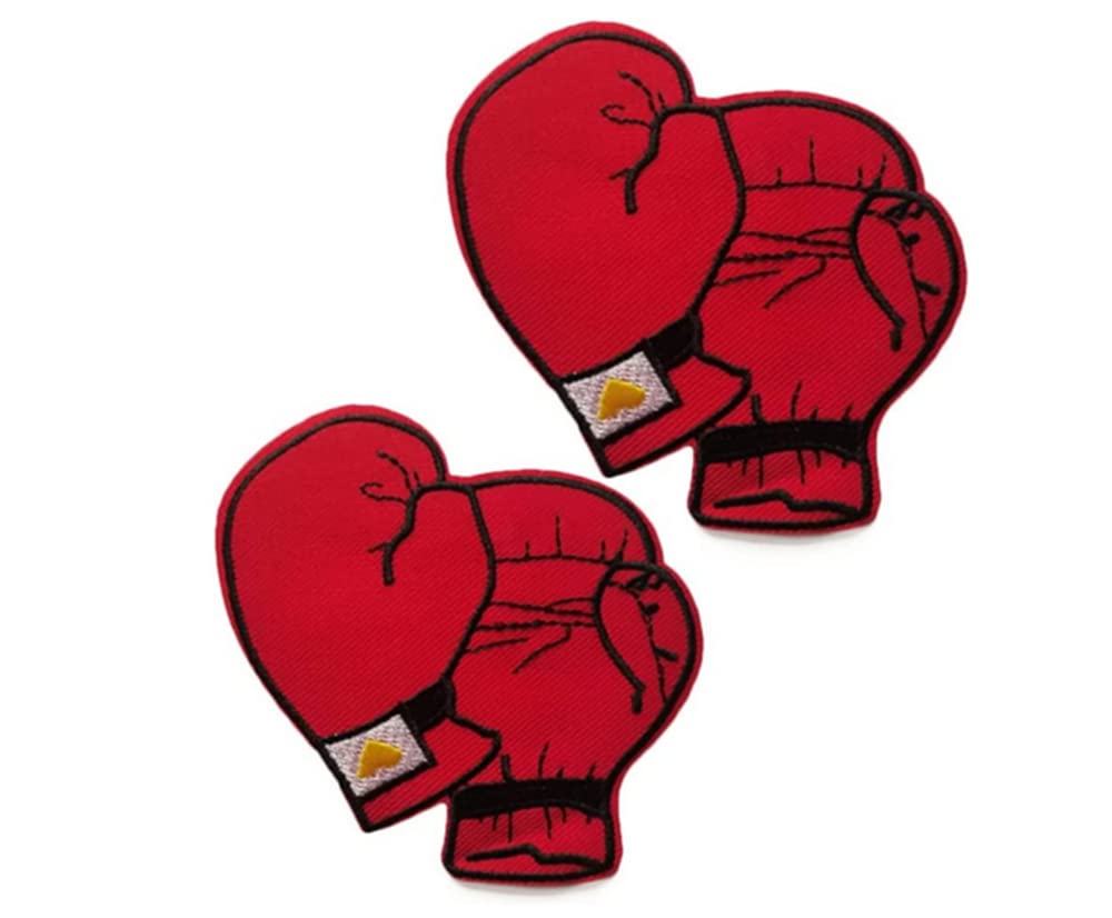 Heiorpai 2-Pack Embroidered Boxing Gloves Iron-On or Sew-On Patches - Perfect for DIY Jackets, Bags, and Sportswear Customization